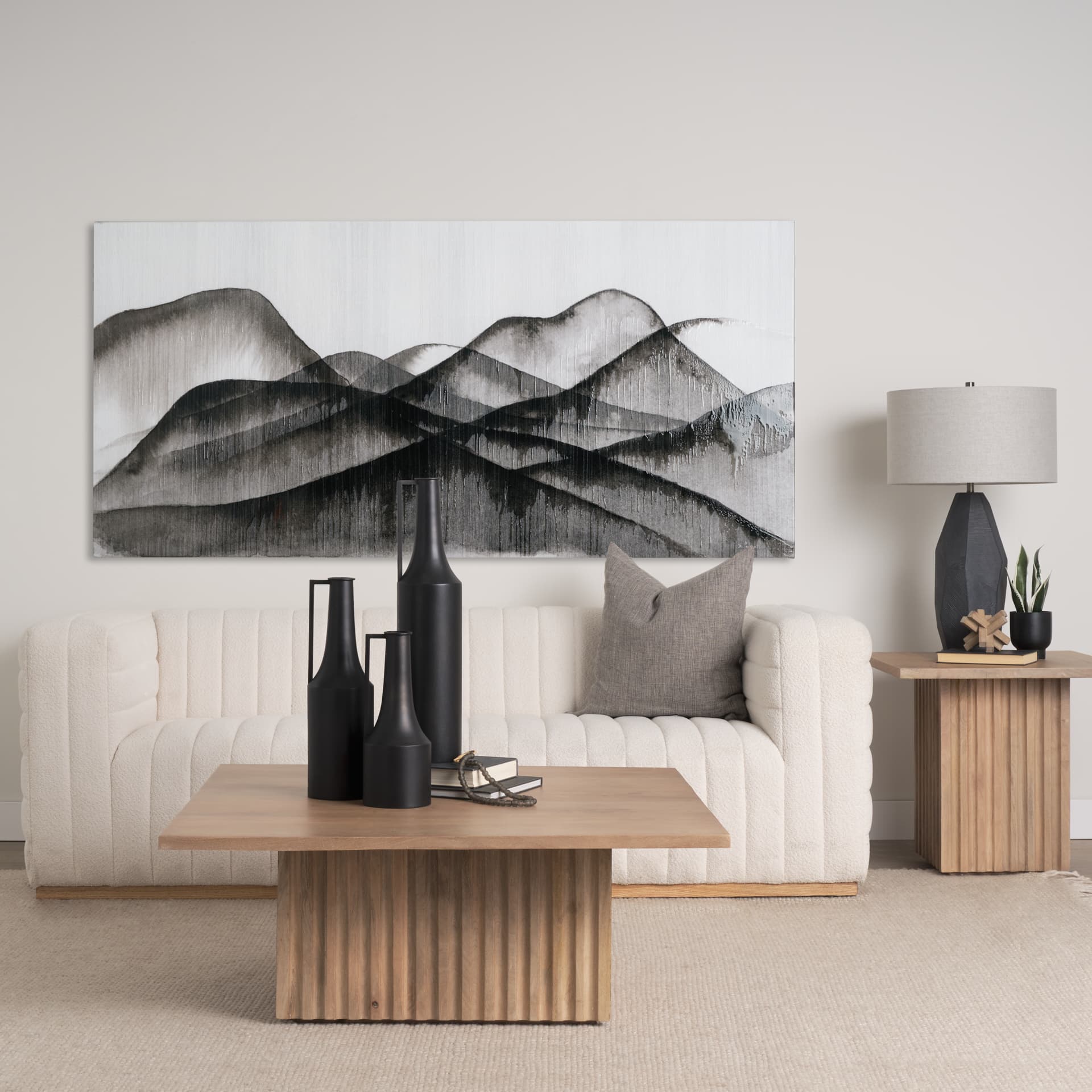 Beyond the Rainy Hills by Mercana Studio a Hand Embellished Textured Canvas — product photograph