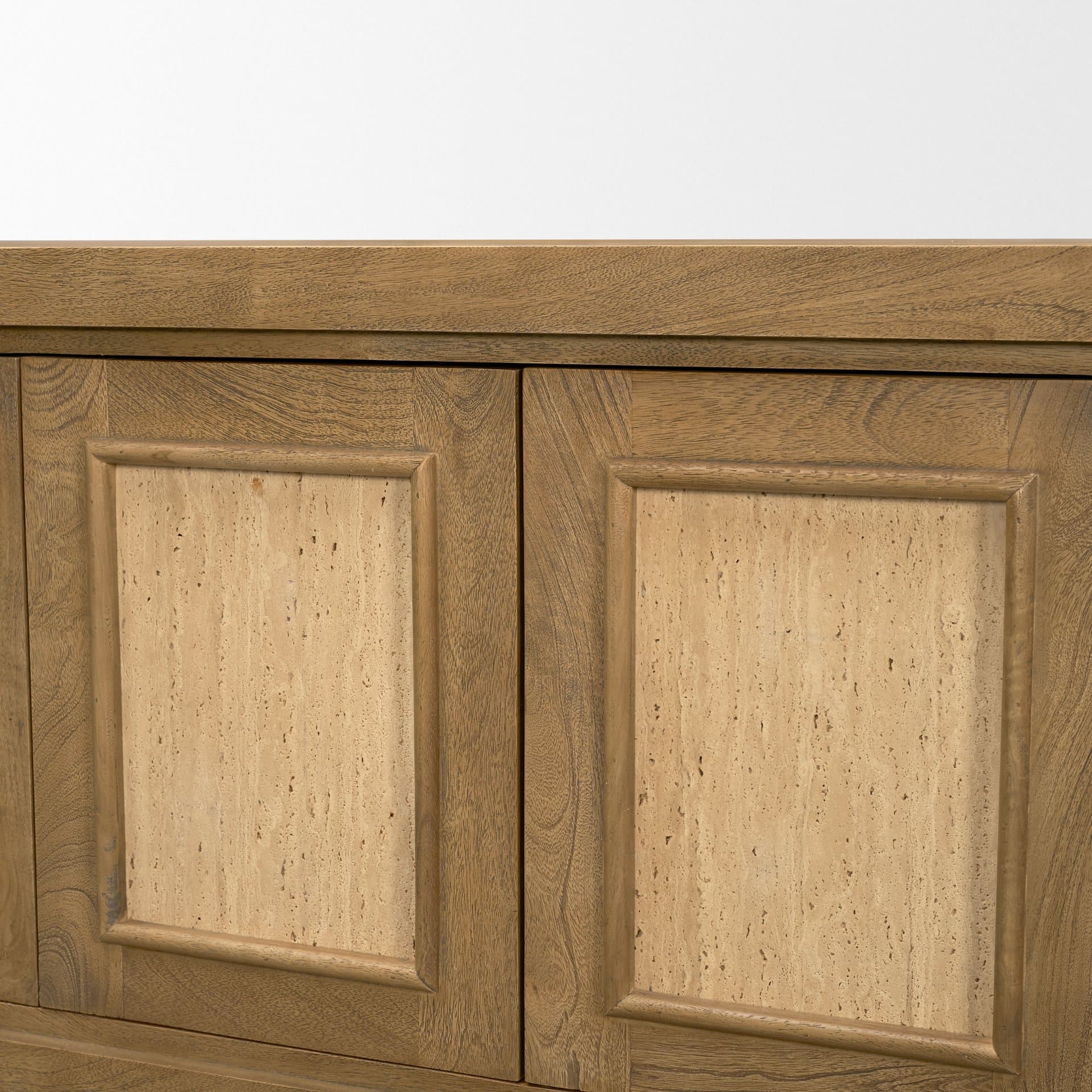 Valterra Light Brown Wood w/ Travertine 6 Door Media Console — product photograph