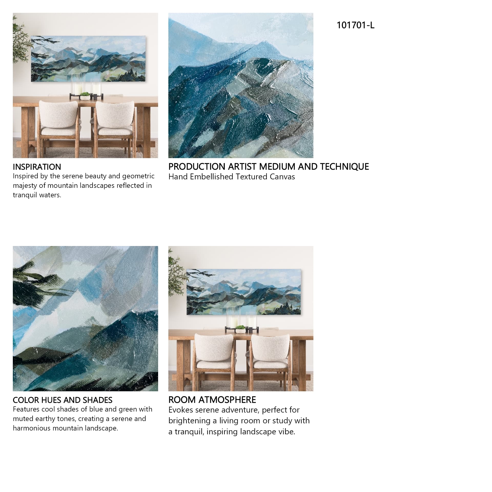 Vista I by Mercana Studio a Hand Embellished Textured Canvas — in a styled room