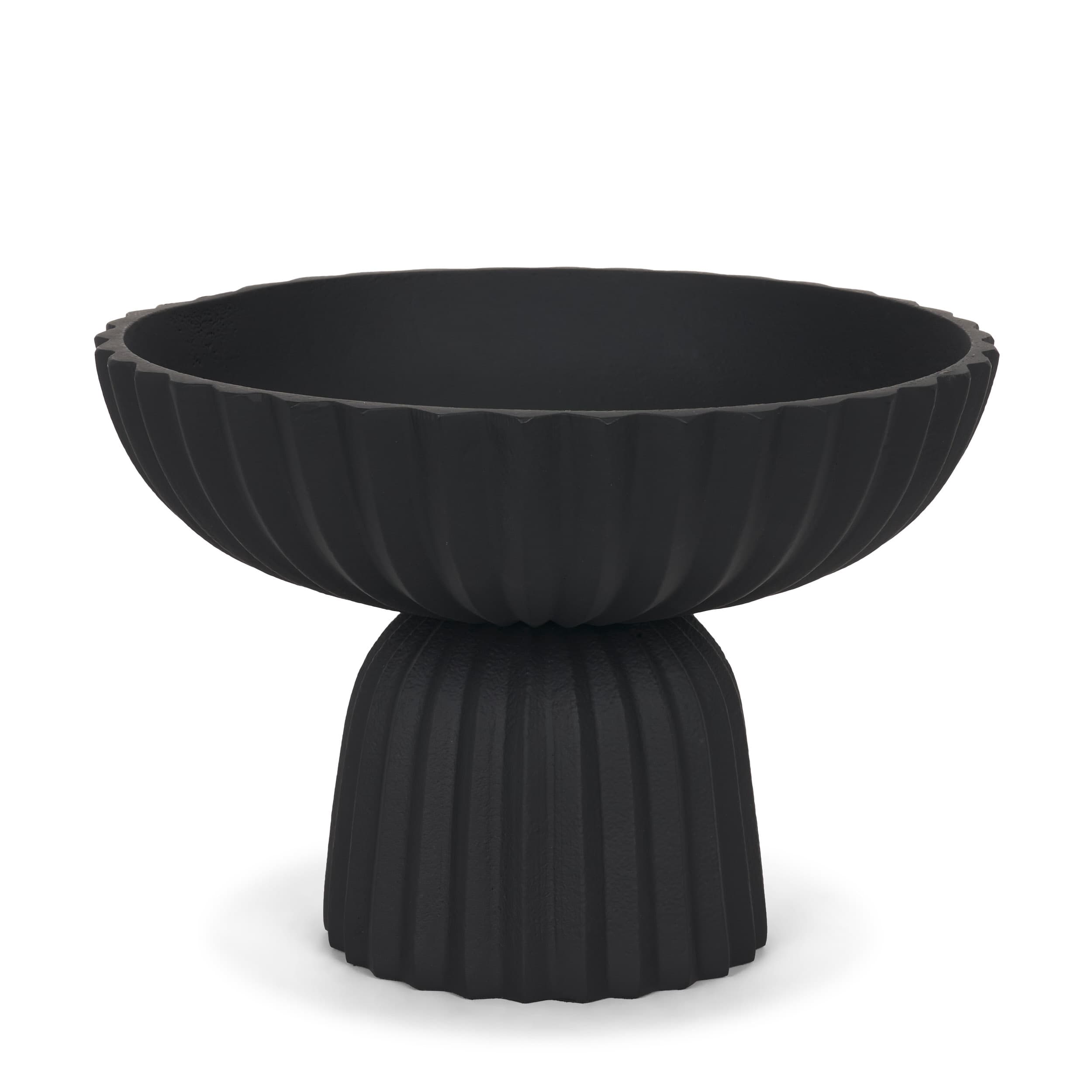 Ciaran Smooth Fluted Matte Black Metal Decorative Bowl — product photograph