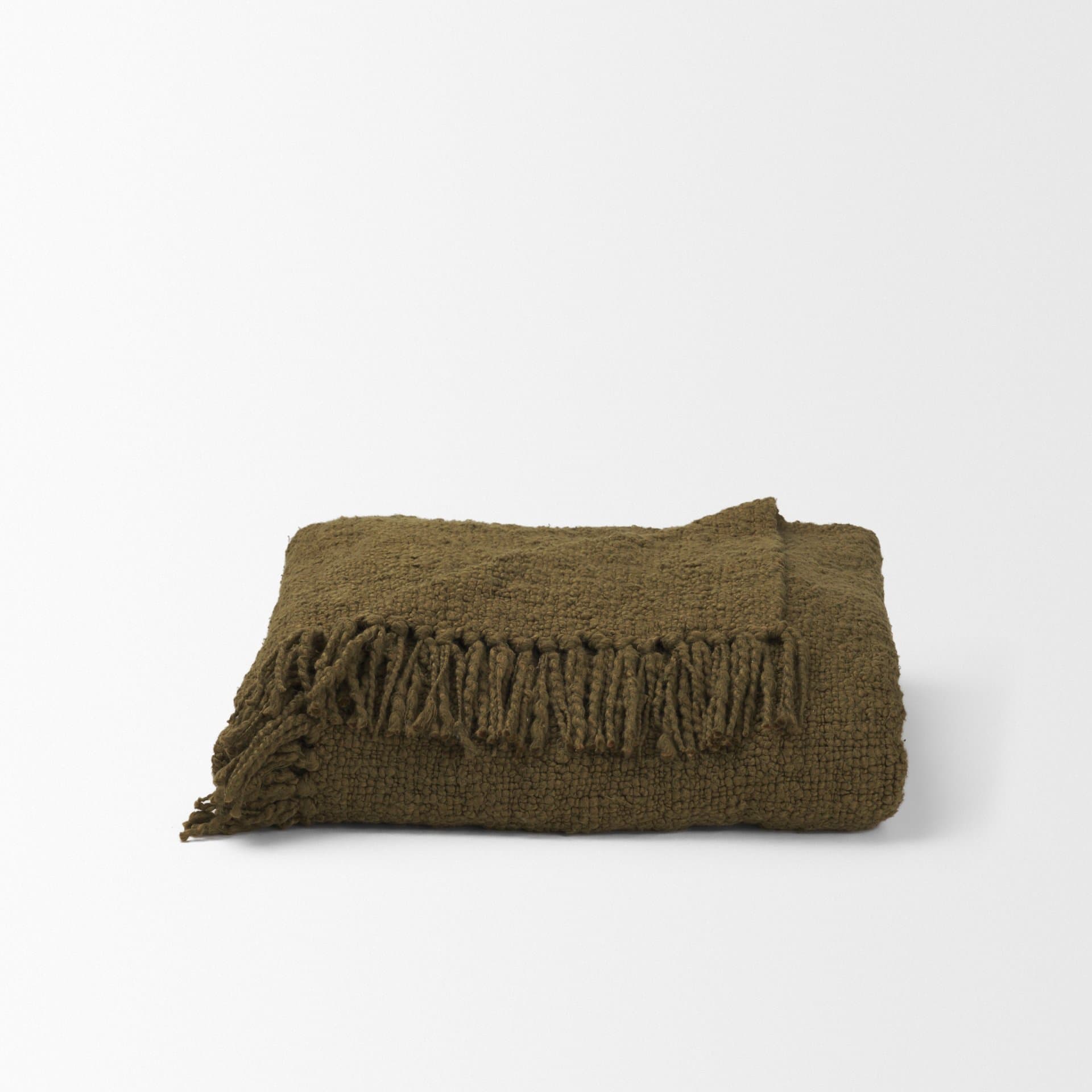 Kambal Dark Olive Green Woven Cotton Throw Blanket — product photograph