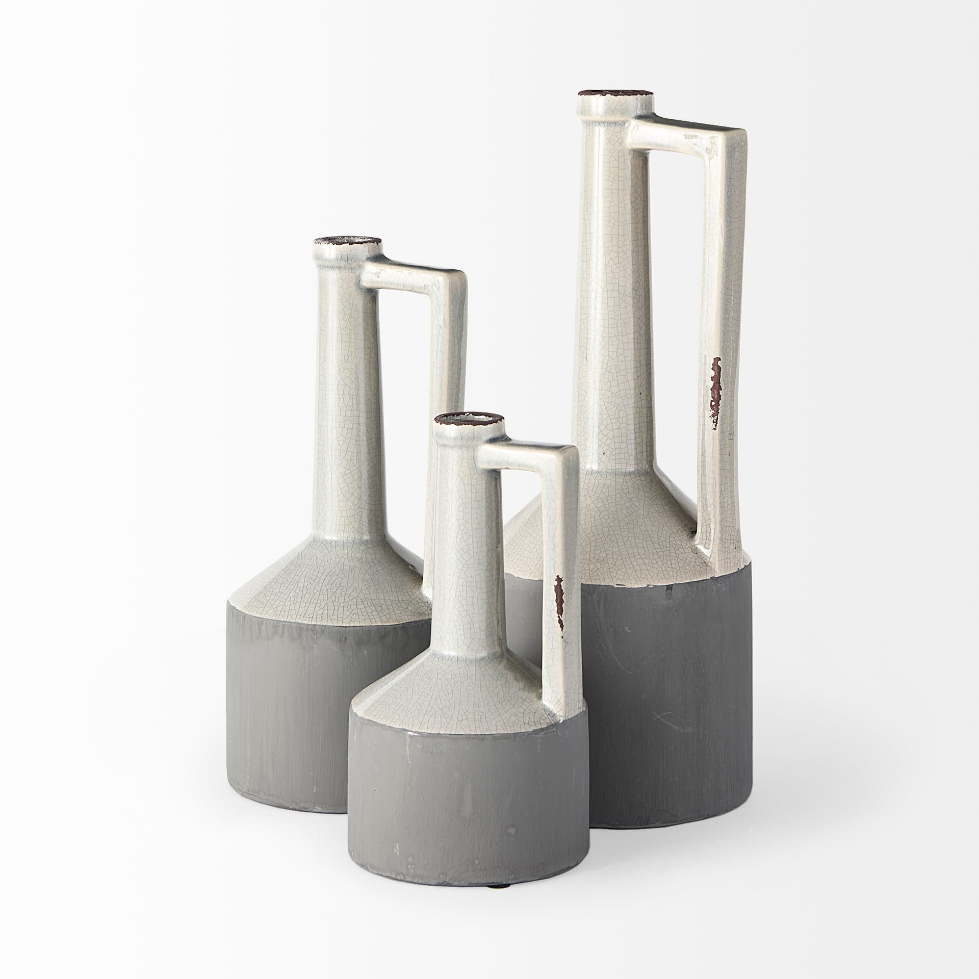 Burton 14.2H Medium Two Tone Gray Ceramic Jug Vase — product photograph