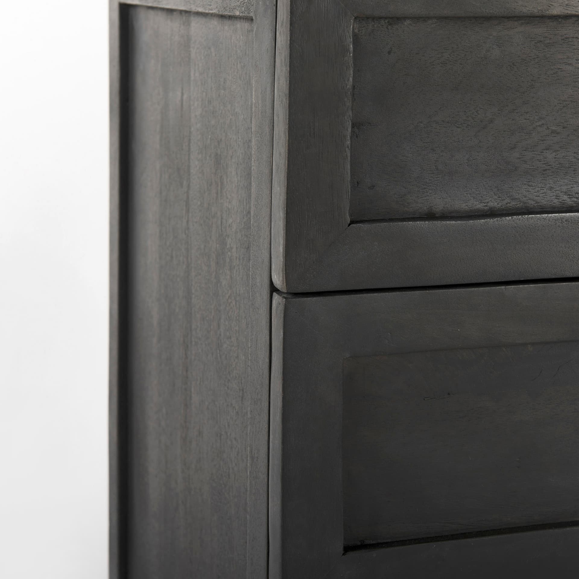 Divina Black-Brown Wood w/ White Marble Top and Black Metal Base Accent Cabinet — product photograph