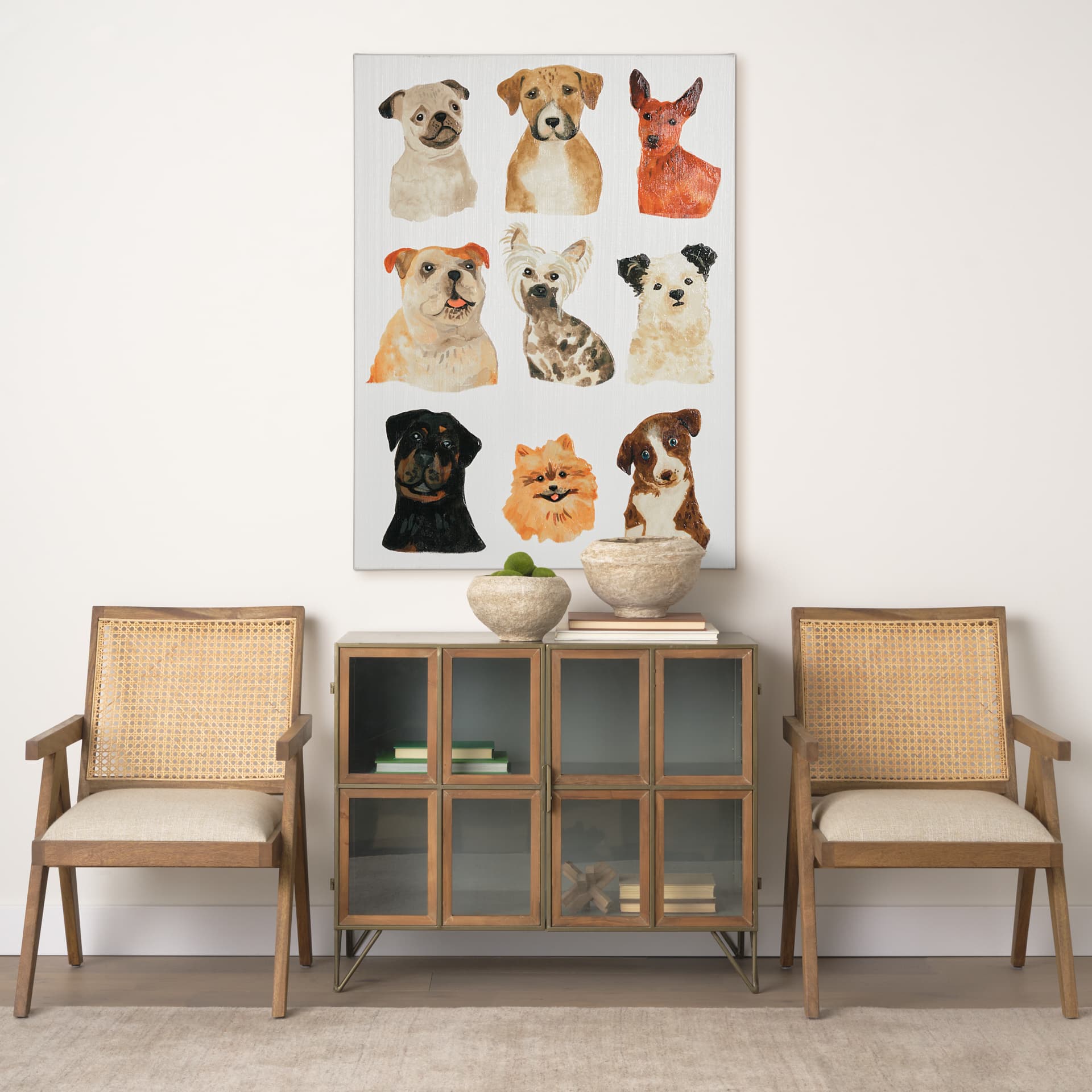 Doggos & Puppers I by June Erica Vess a Hand Embellished Textured Canvas — in a styled room
