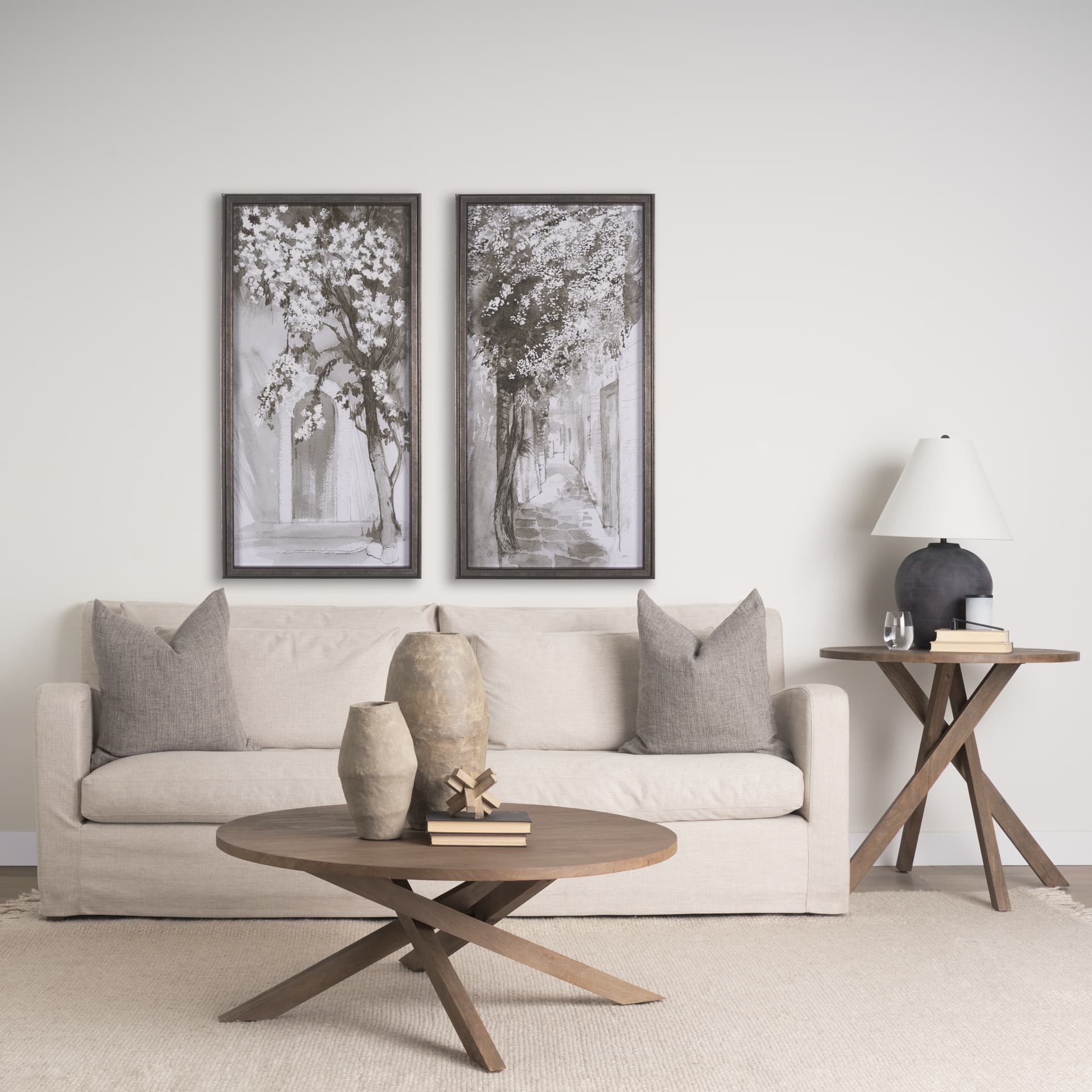 Blossoming Tree I by Mercana Studio a Hand Embellished Textured Framed Art Print — in a styled room
