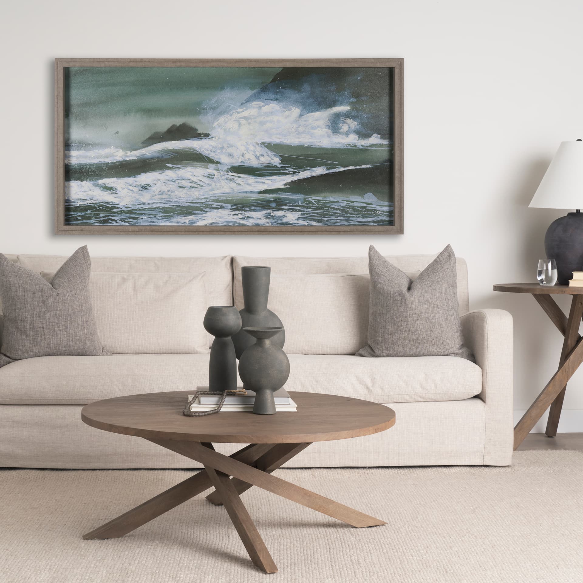 Stormy Coast I by Mercana Studio a Hand Embellished Framed Photo Art Print — in a styled room