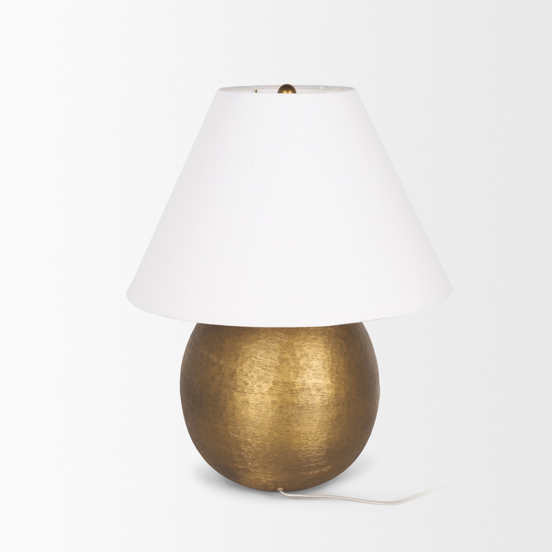 Sadiyah Antiqued Gold Brushed Metal w/ Cream Shade Table Lamp — product photograph