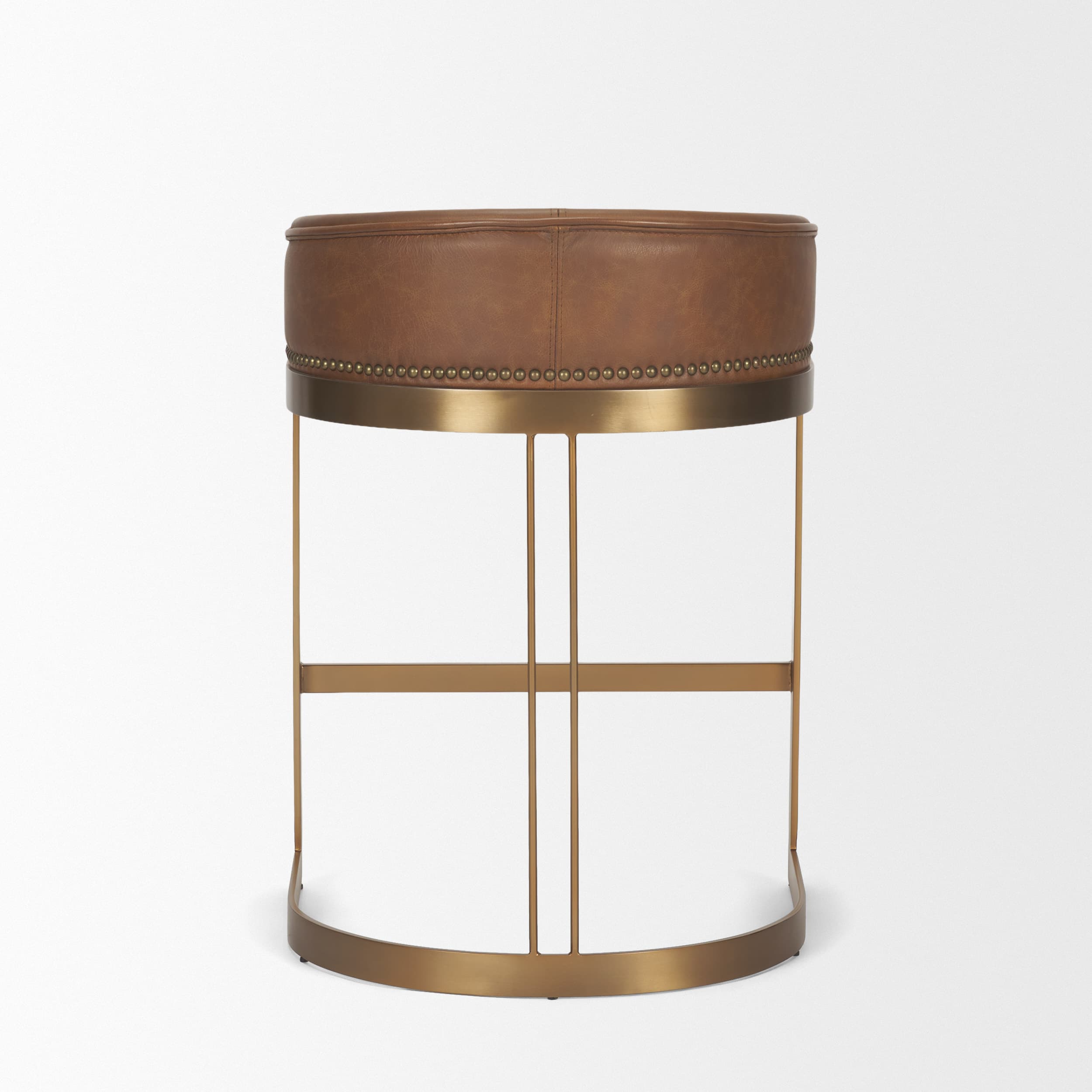 Hollyfield Backless 24.75in Seat Counter Stool | Cognac Brown Leather — product photograph
