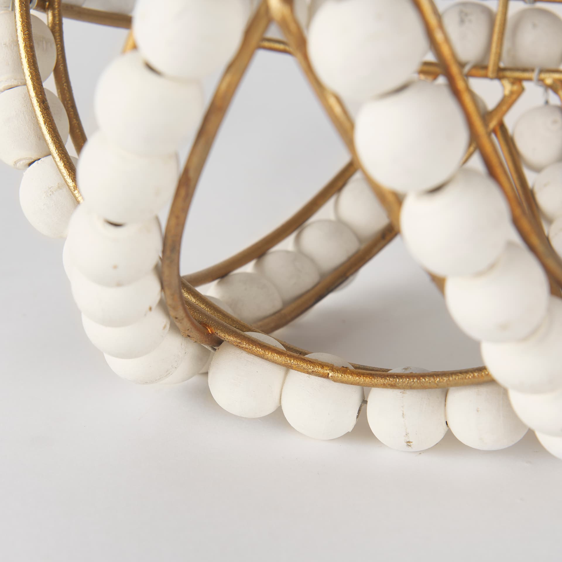 Espanlade I Small 9L x 9W White Wooden Beaded Orb — product photograph