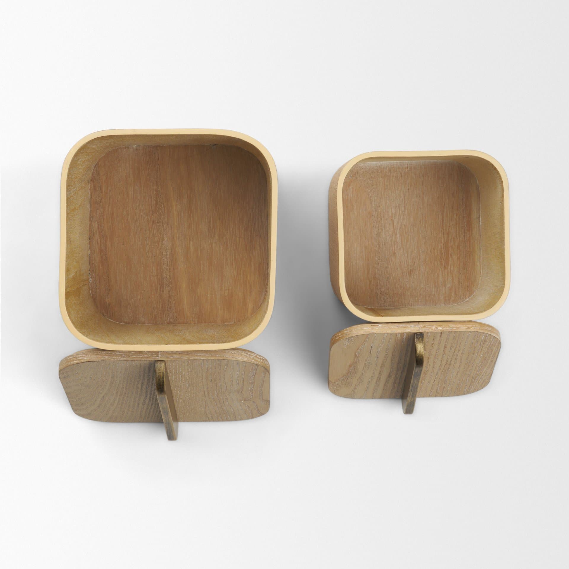 Benton White-Washed Wood w/ Brass Handle Decorative Box Set — product photograph