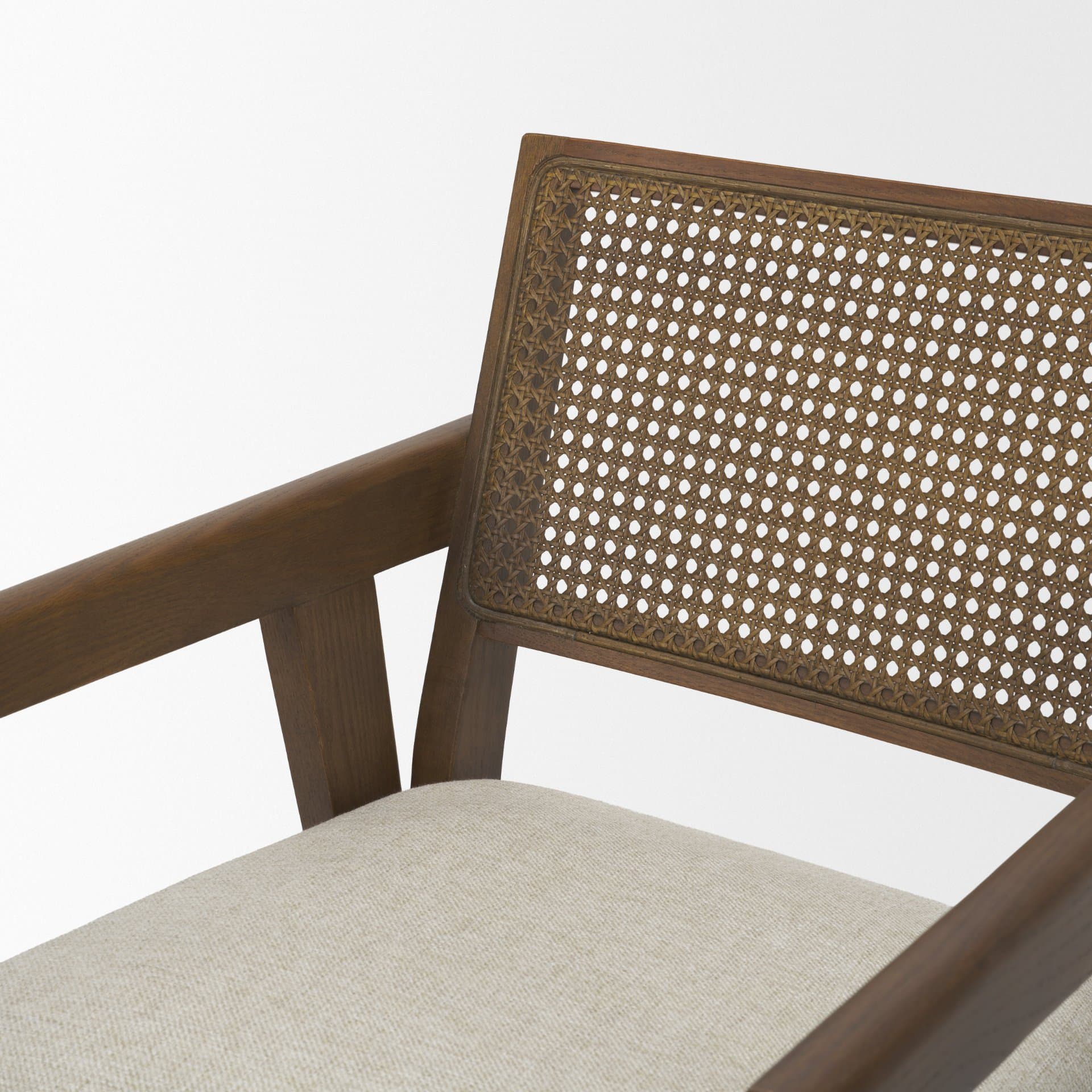 Reid Backless 38in Seat Counter Stool | Brown Wood w/ Cane Back — product photograph