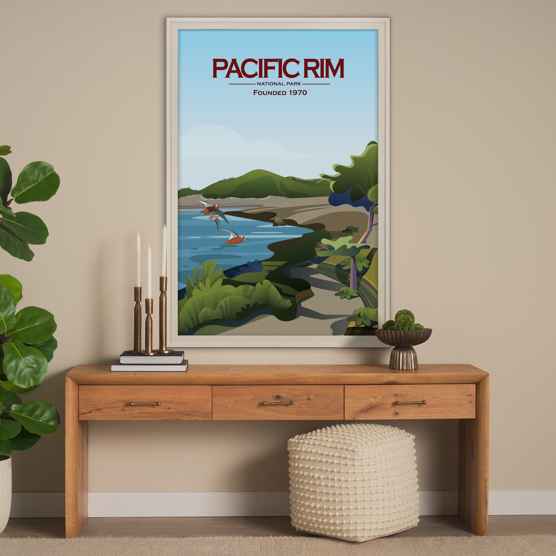 Pacific Rim GO (XL) by Mercana Studio a Hand Embellished Decograph Framed Art Print under Glass — in a styled room