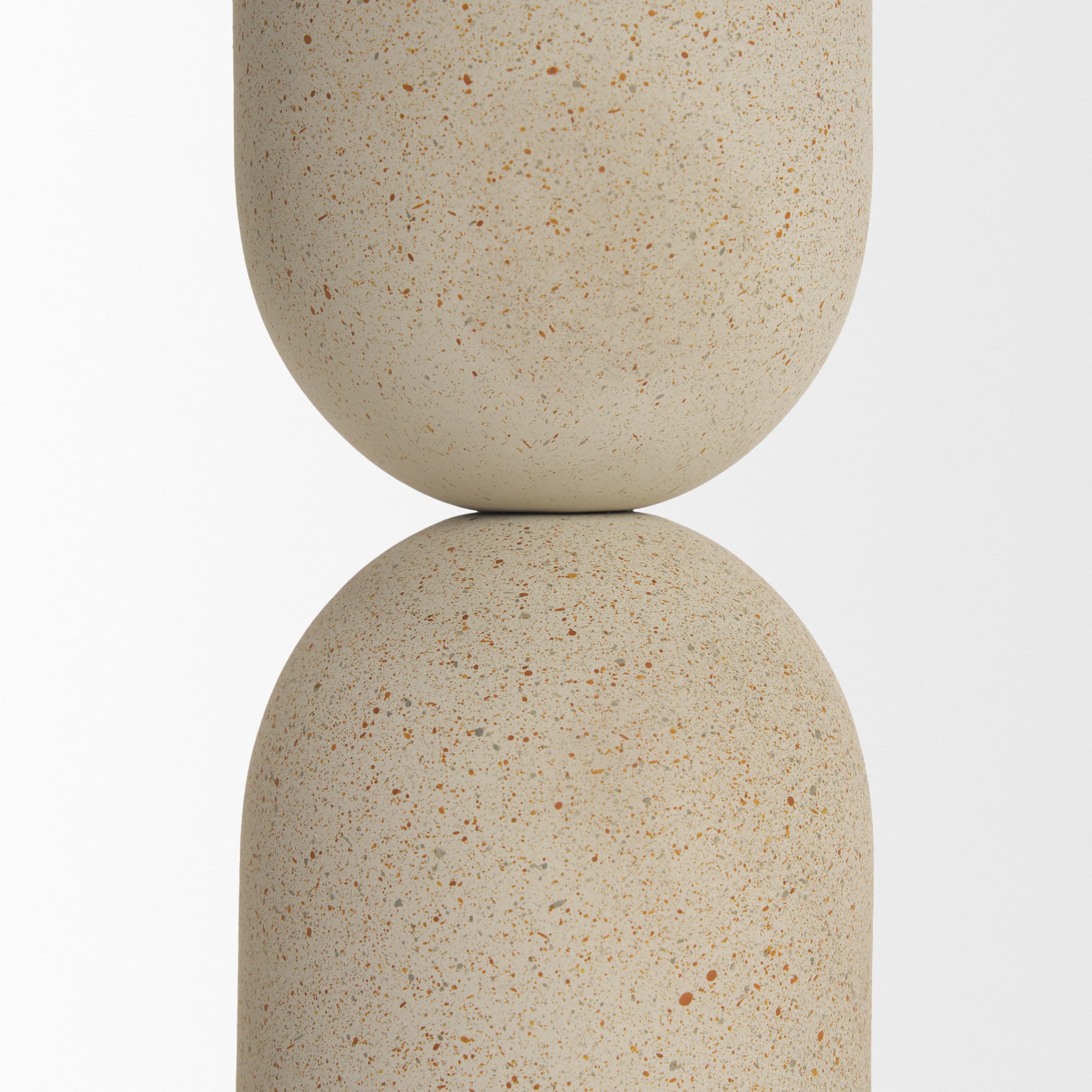 Qamra Short Beige Textured Metal Pillar Candle Holder — product photograph