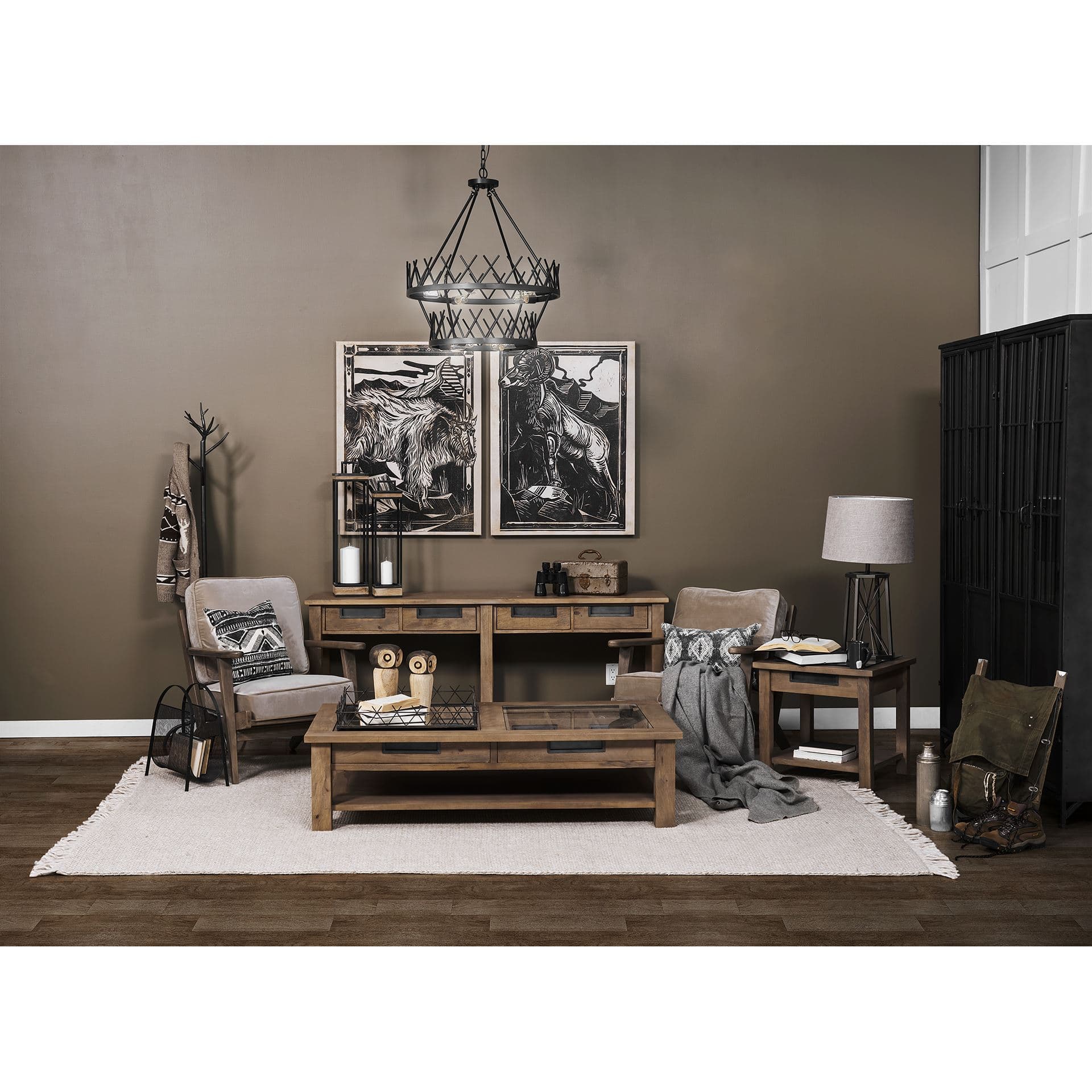 Raen (28.5"H) Gray Metal Octagonal Base w/Beige Shade Table Lamp — product photograph
