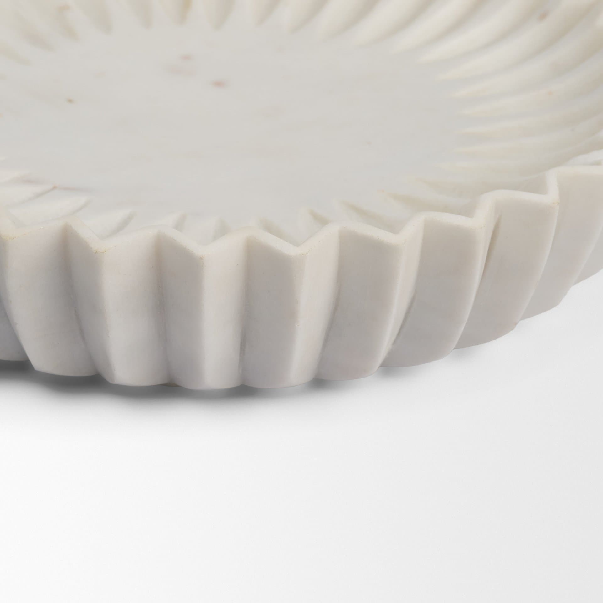 Fiora Round White Marble Scalloped Decorative Bowl — product photograph