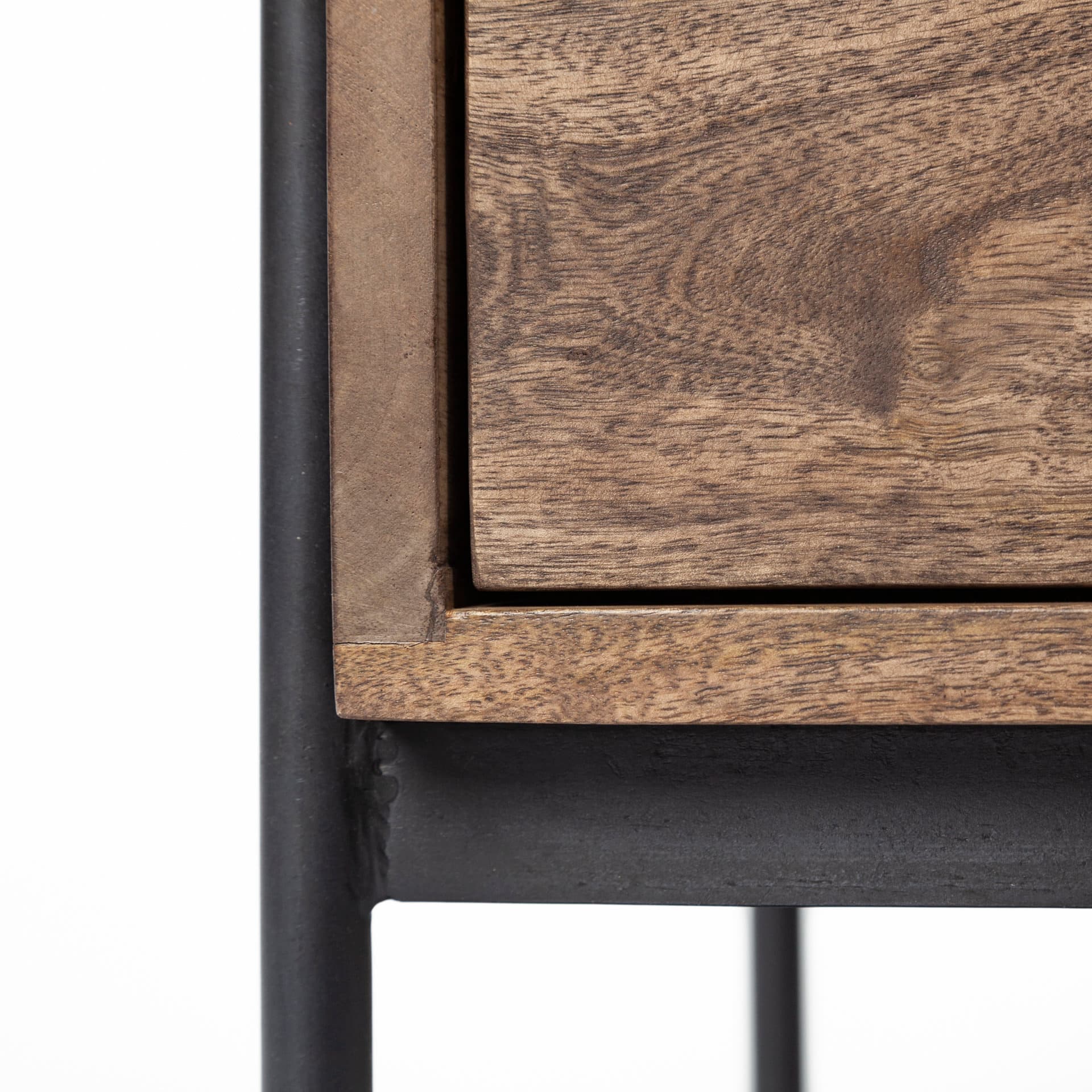 Glenn I 20L x 21W x 24H Dark Brown Wood w/ Black Iron Frame Square End/Side Table — product photograph