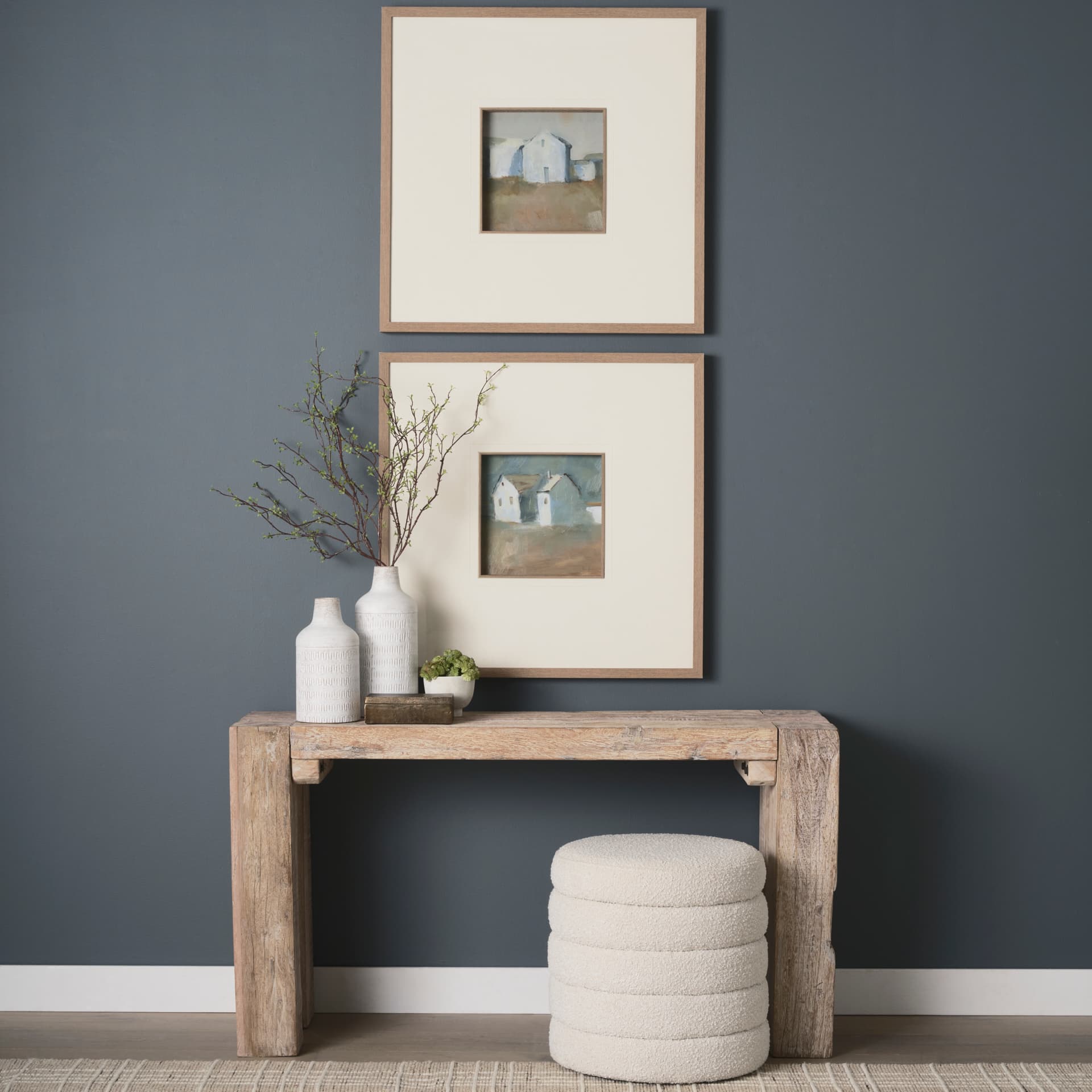 McArthur Whitewash Reclaimed Wood Console Table — in a styled room