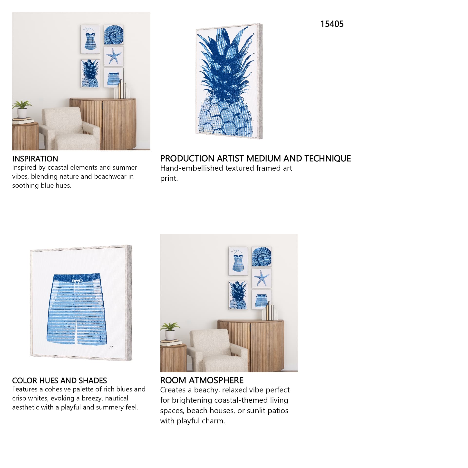 Summer Collection I by Mercana Studio a Hand Embelished Textured Framed Art Print — in a styled room