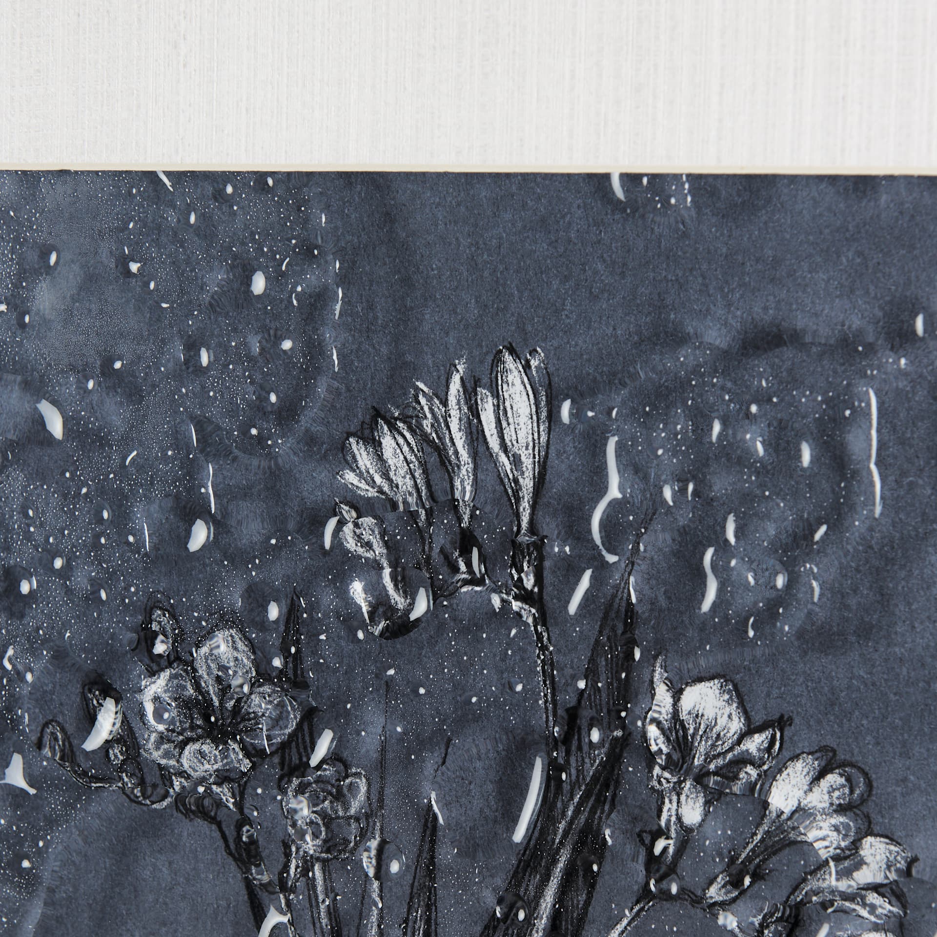 Botanical sketches III (Blue) by Mercana Studio Hand Embellished Framed Art Print Matted under Glass — product photograph