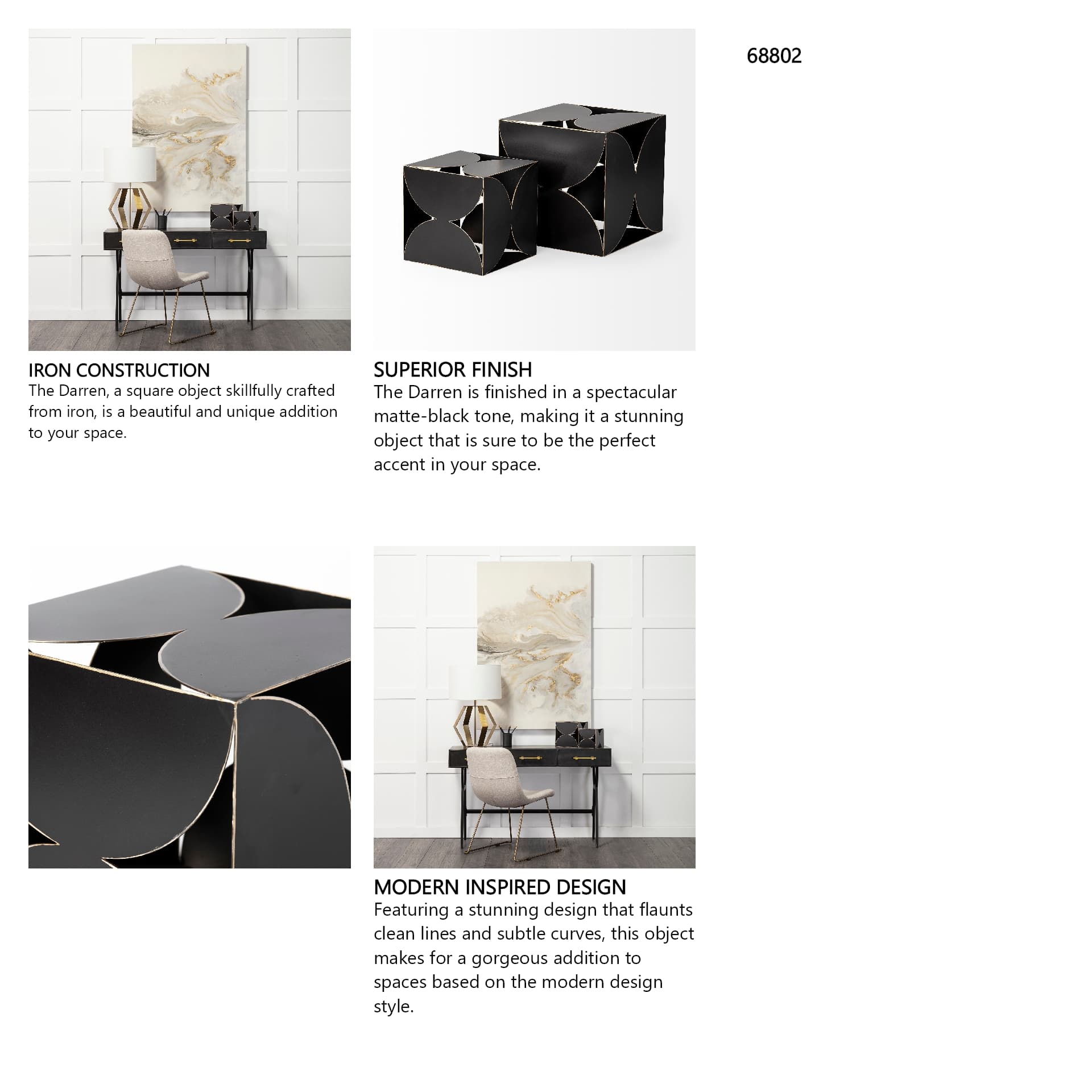 Darren (Small) 6L x 6W Black Metal Decorative Cube — in a styled room