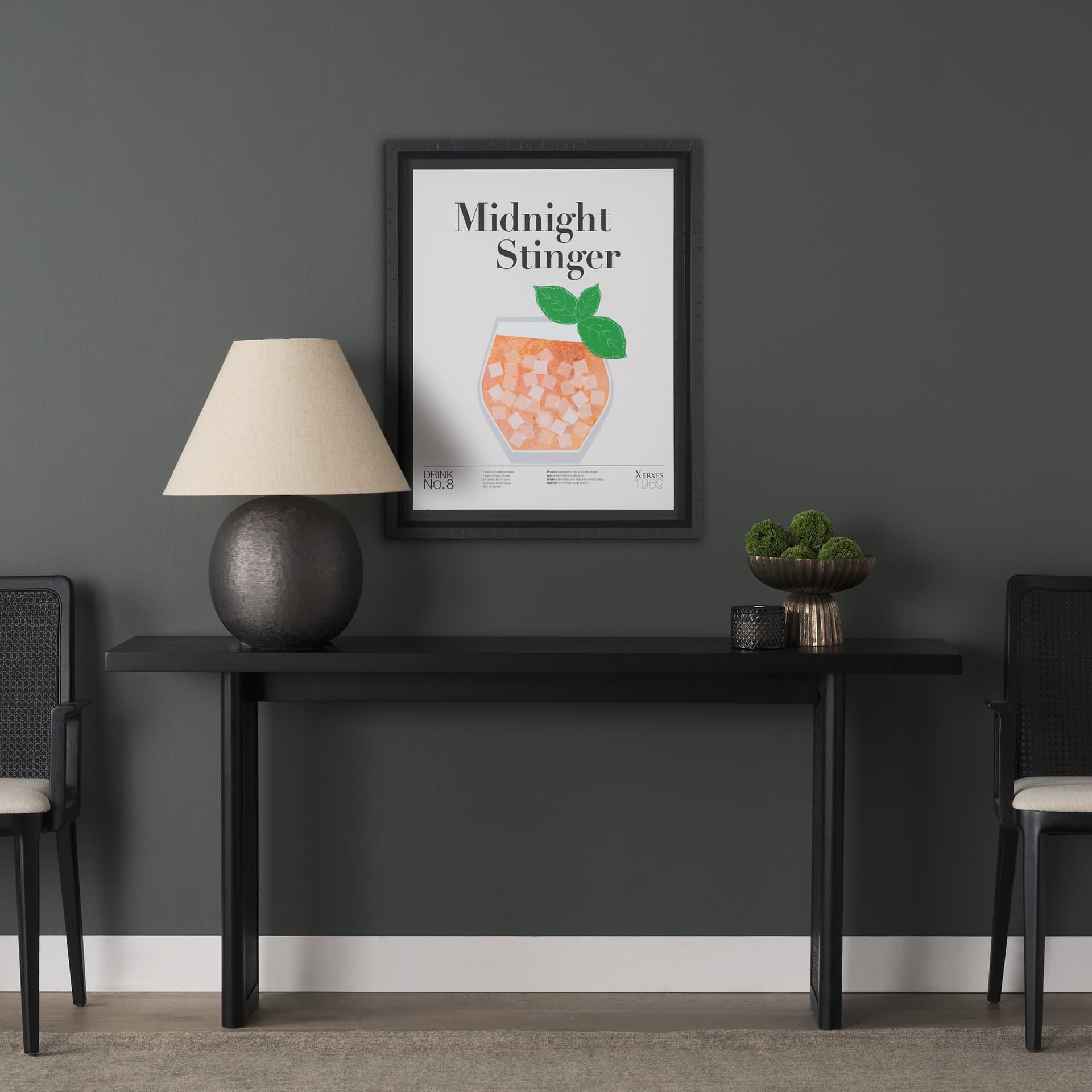 Midnight Stinger by Mercana Studio a Hand Embelished Textured Framed Art Print Matted under Glass — in a styled room