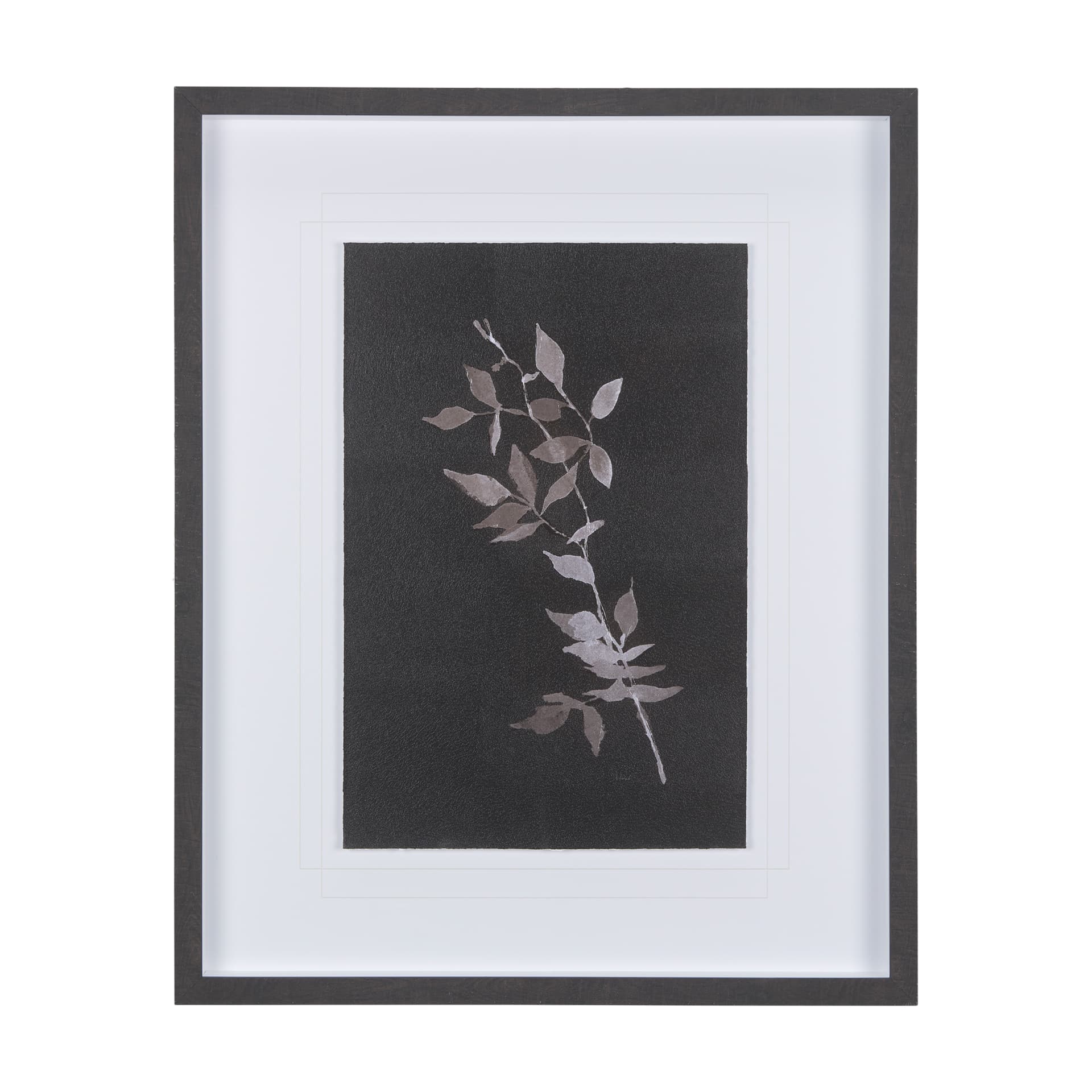 Night Leaves III by Mercana Studio a Hand Embellished Textured Framed Art Print Matted under Glass — product photograph