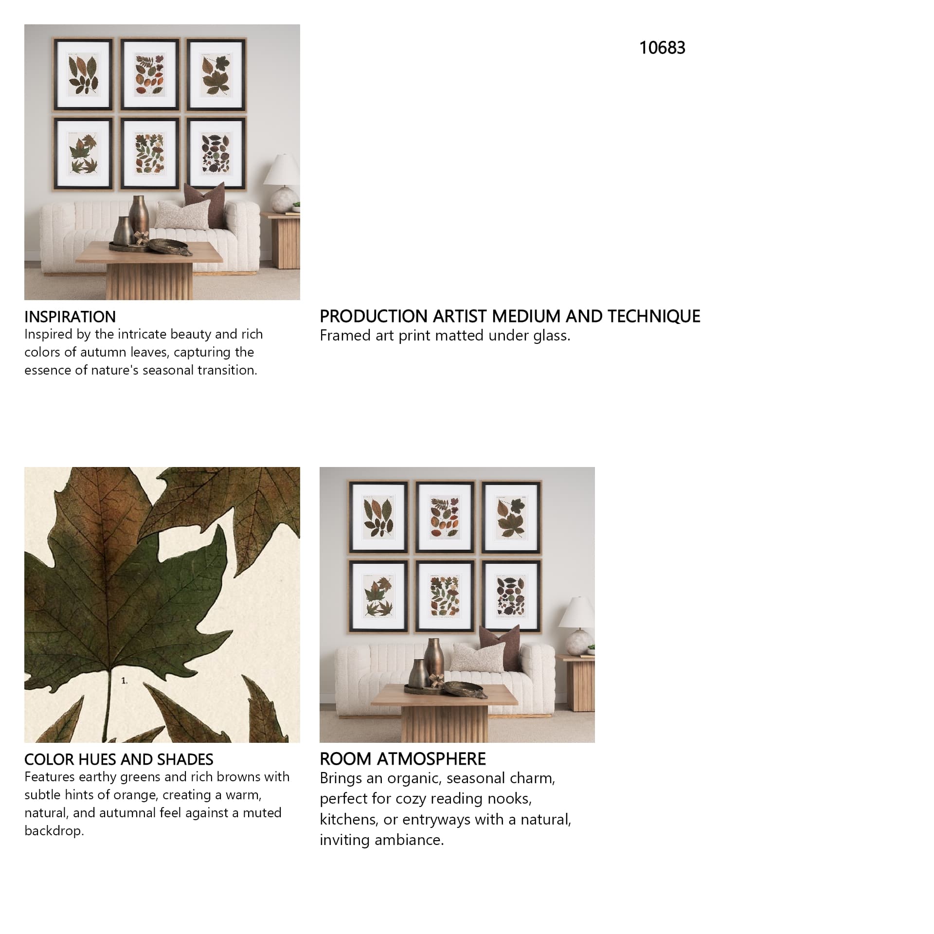 Autumnal Leaves IV by Vision Studio a Framed Art Print Matted under Glass — in a styled room