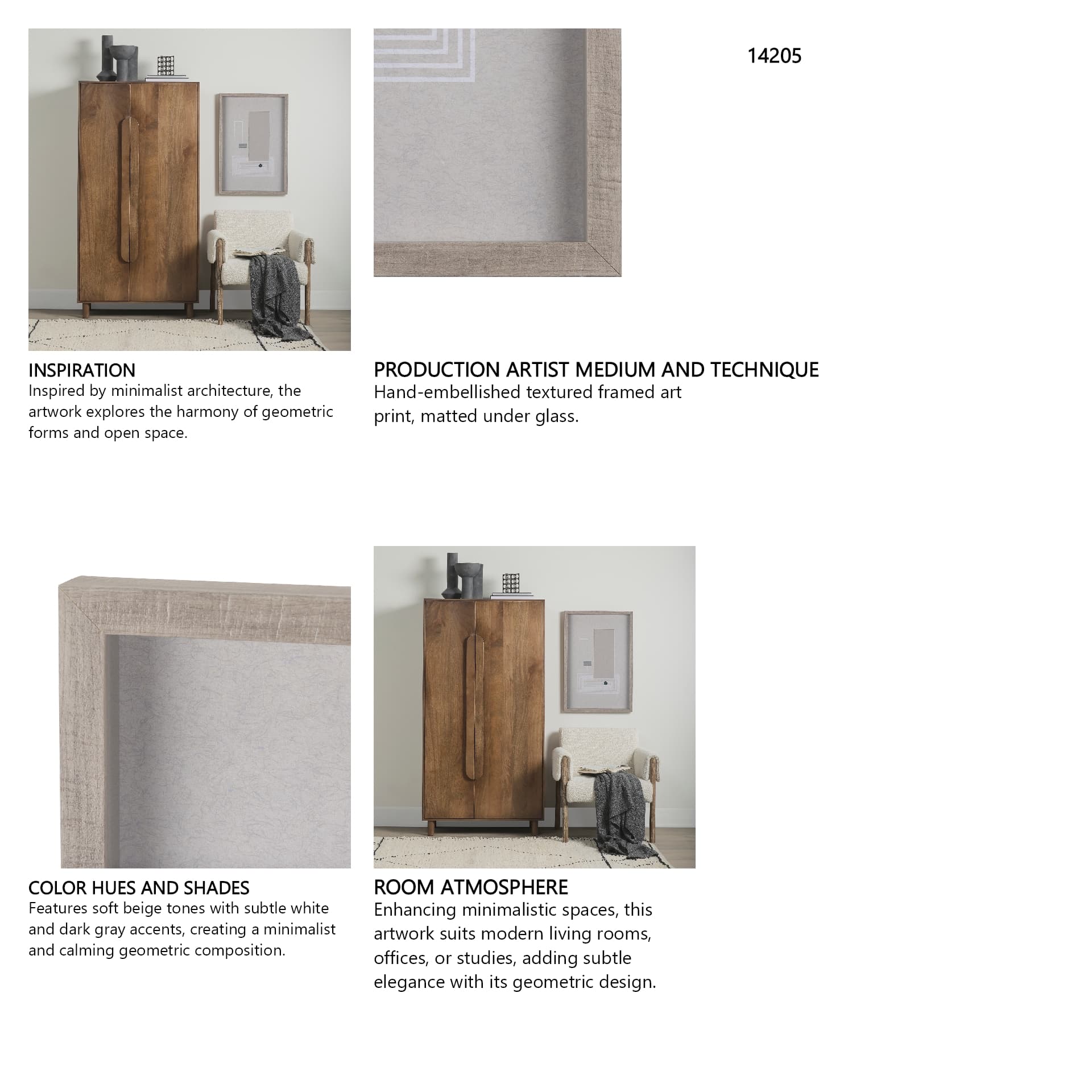 Balance VI by Mercana Studio a Hand Embellished Textured Framed Art Print Matted under Glass — in a styled room