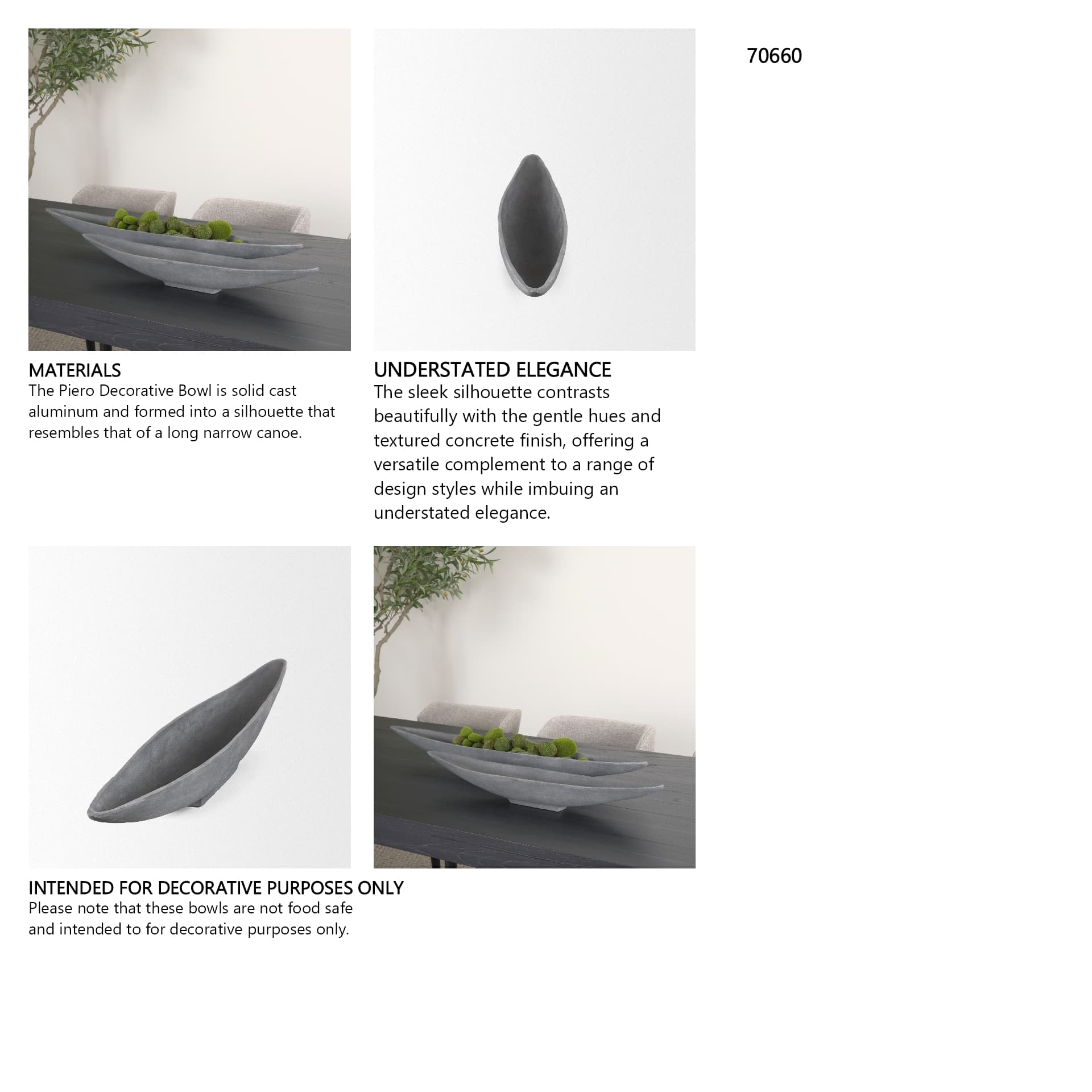 Piero Large Concrete Finished Metal Decorative Bowl — in a styled room