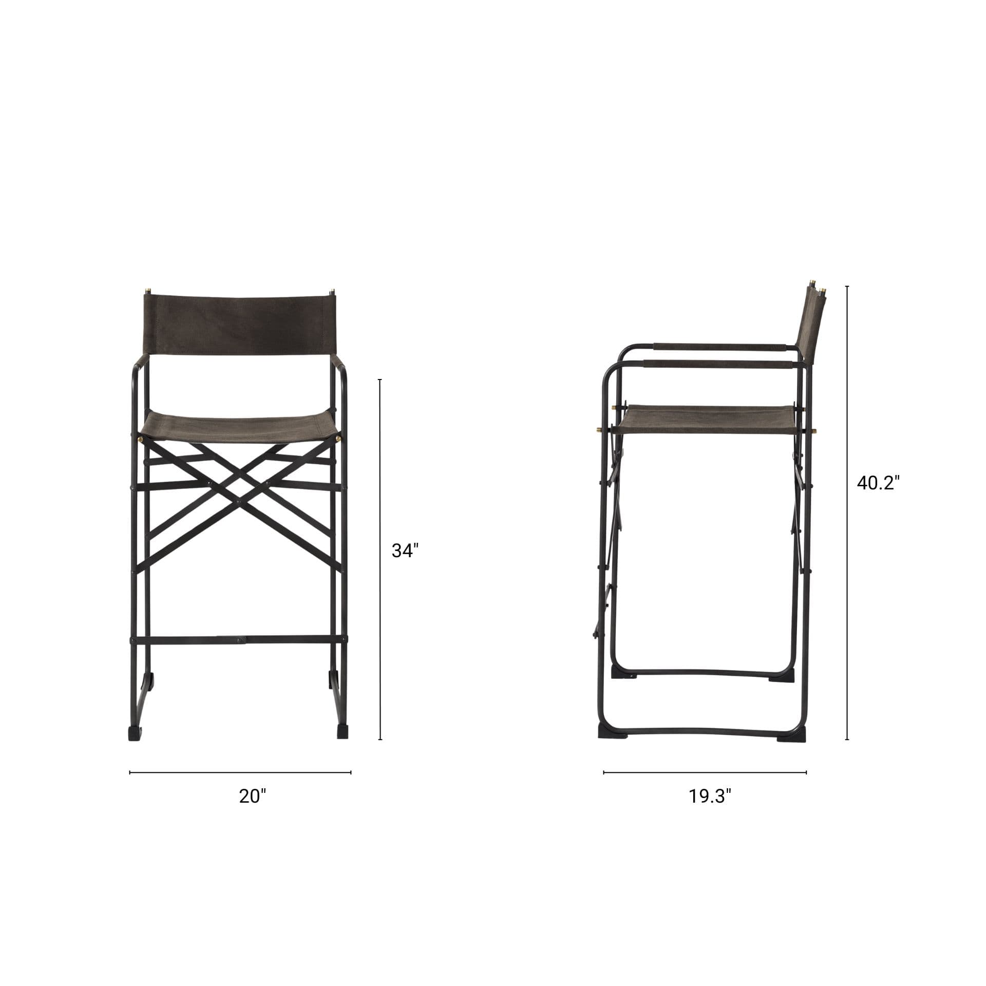 Direttore Backless 40.2in Seat Bar Stool | Brown/Gray Suede w/ Metal — product photograph