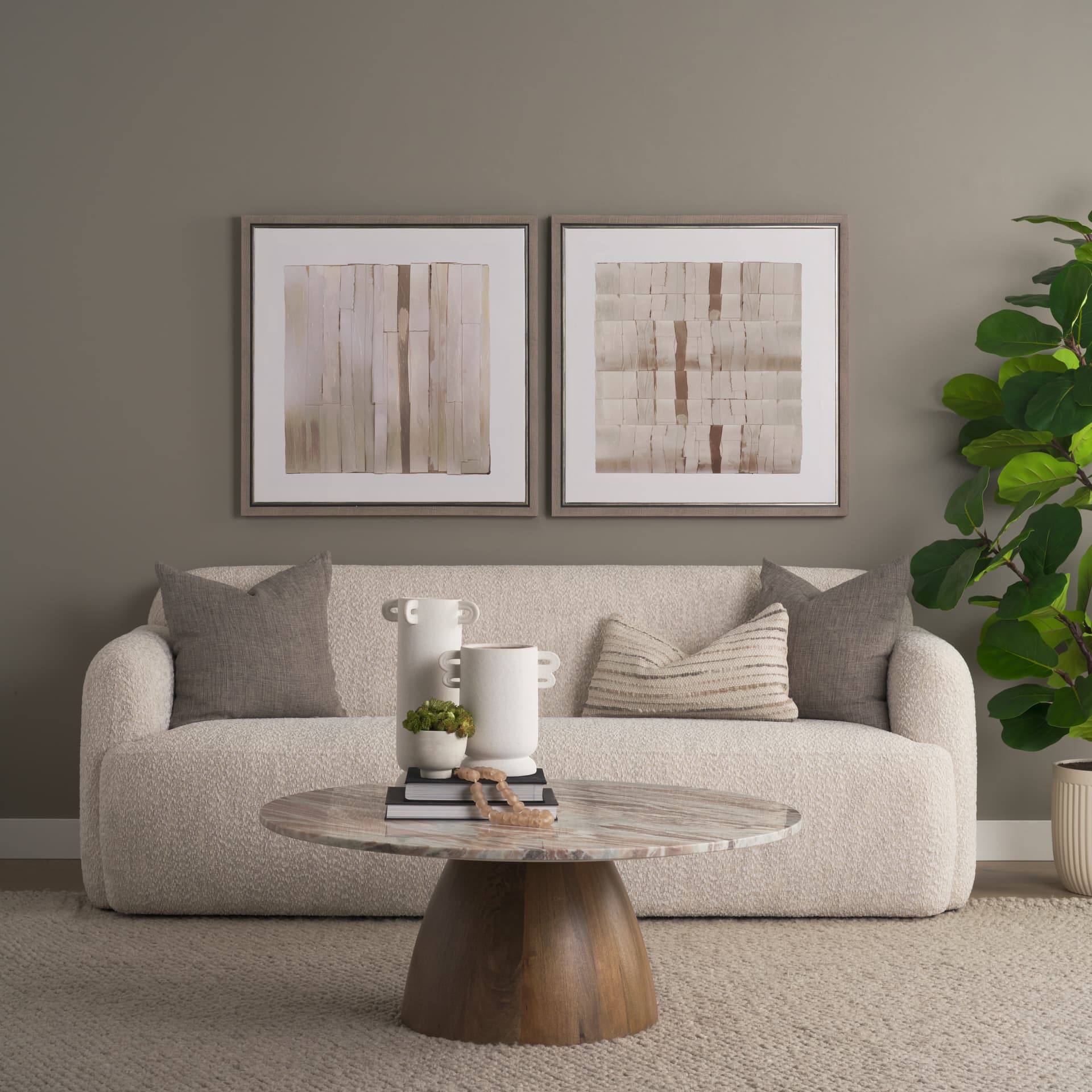 Glazed Echoes White III by Cartissi Hand-Embellished Textured Framed Canvas Artwork — in a styled room