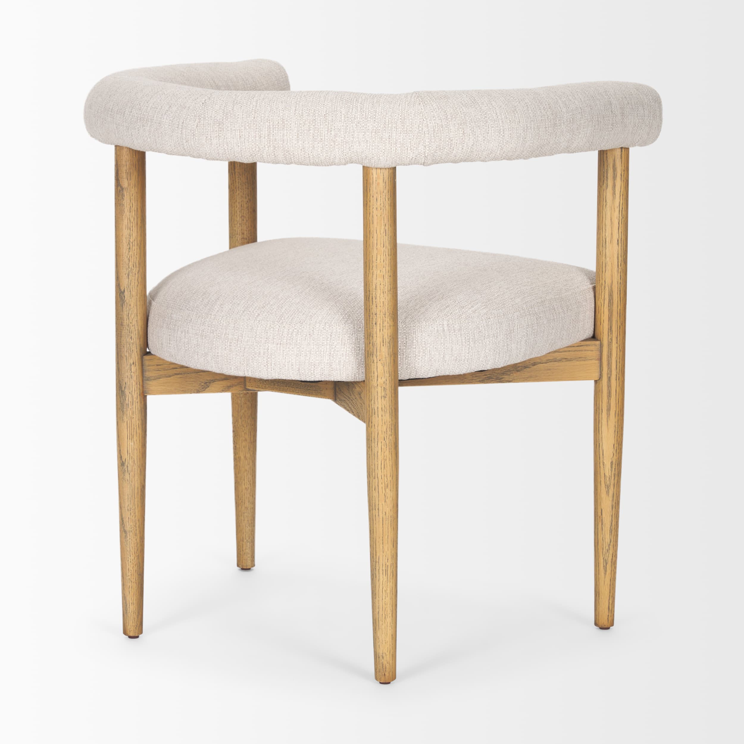 Arden Curved Back Dining Side Chair | Cream Twill w/ Brown Wood — product photograph