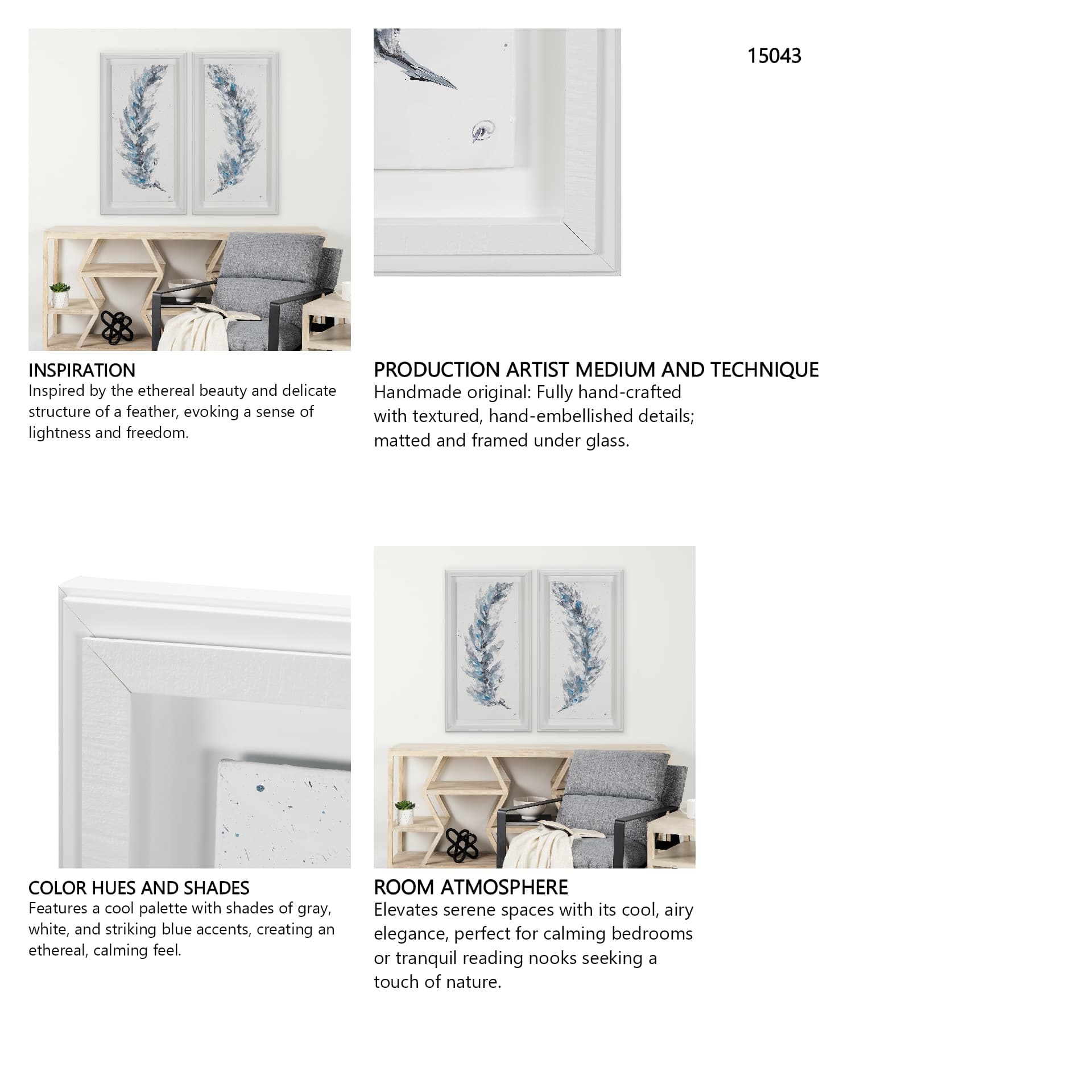 Plume II by Studio M a Framed handmade Original Artwork — in a styled room