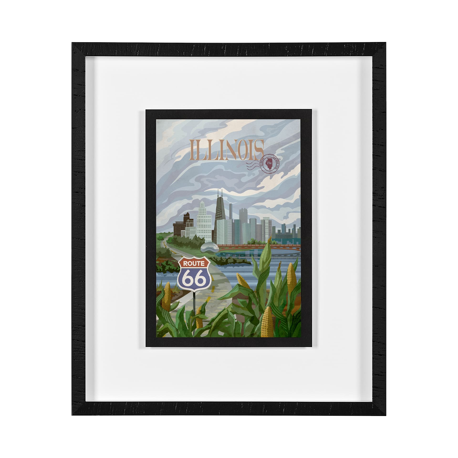 Illinois Go USA (M) by Mercana Studio a Framed Art Print Matted under Glass — product photograph