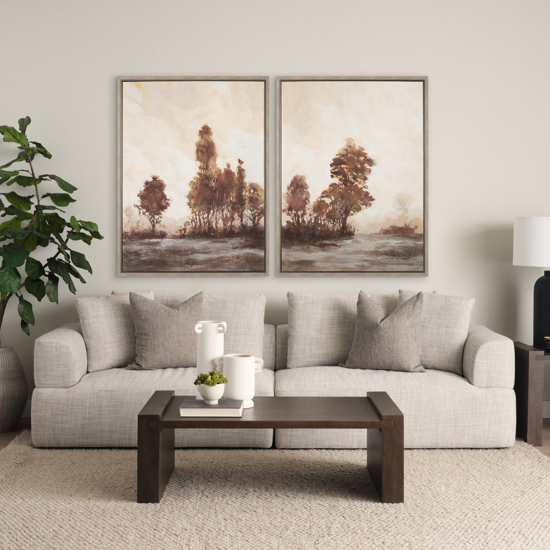 Quiet Horizon II by Mercana Studio Hand-Embellished Textured Framed Canvas Artwork — in a styled room