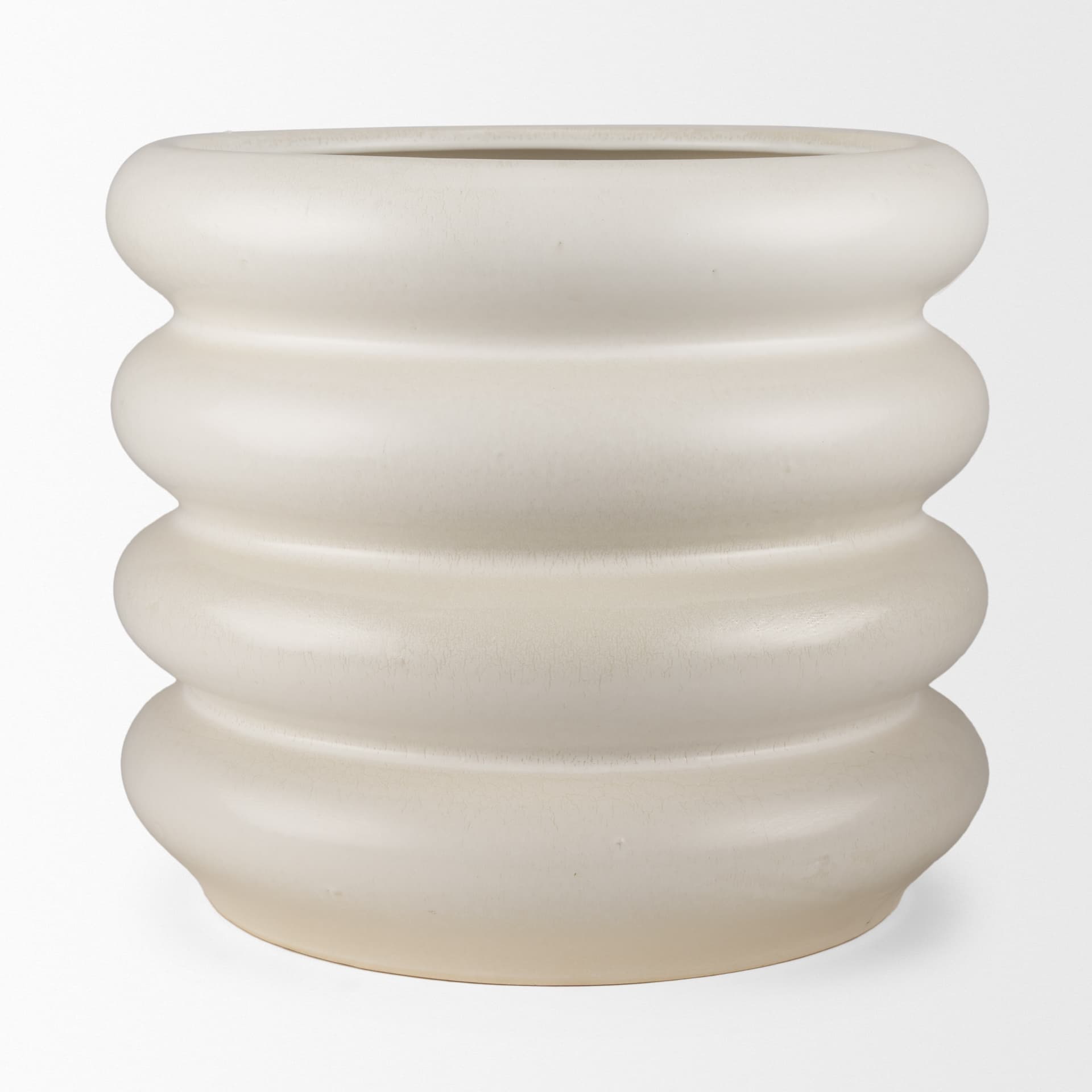 Twyla Tall Cream Glazed Floor Ceramic Vase — product photograph