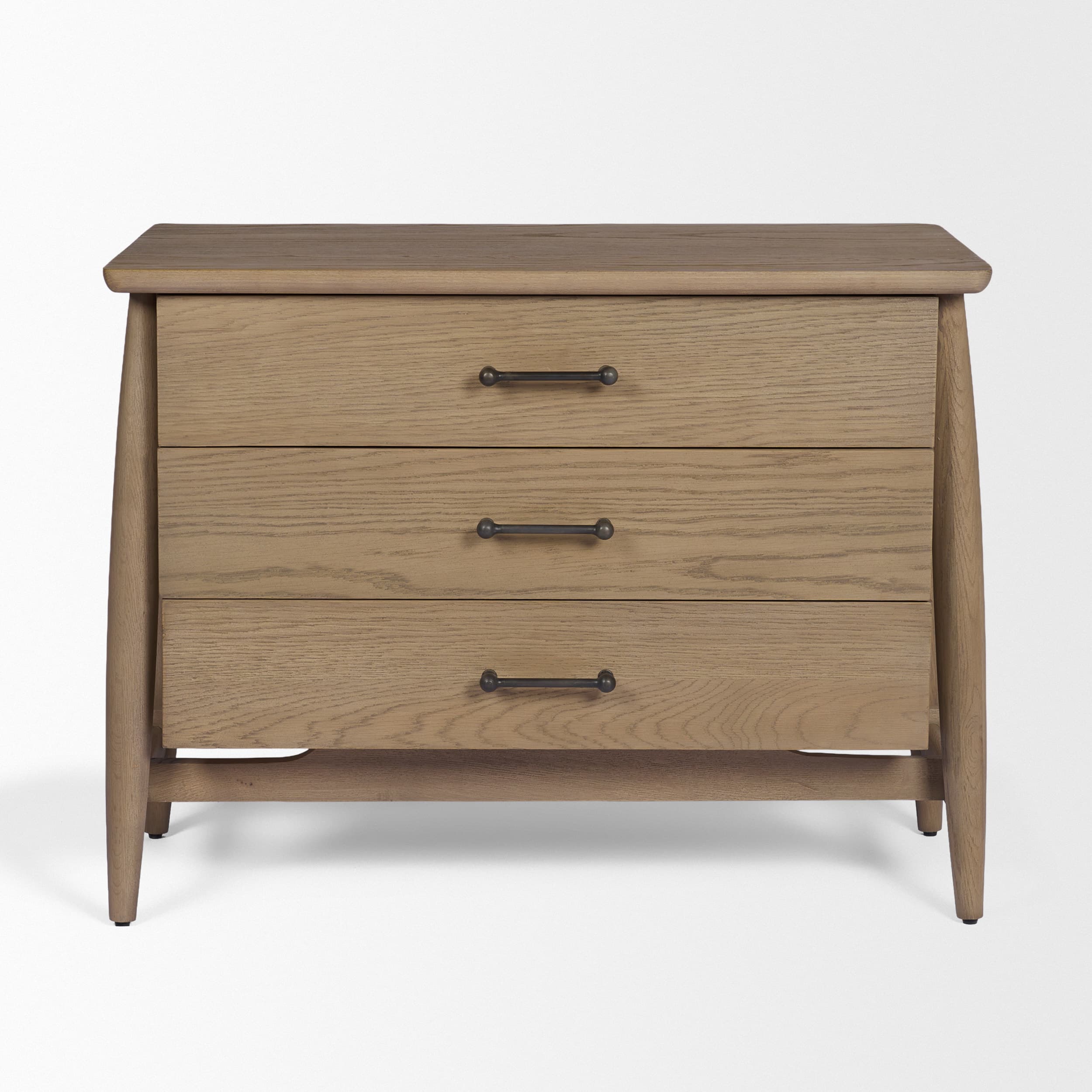 Hollis Gray-Brown Wood 3-Drawer Closed Nightstand — product photograph