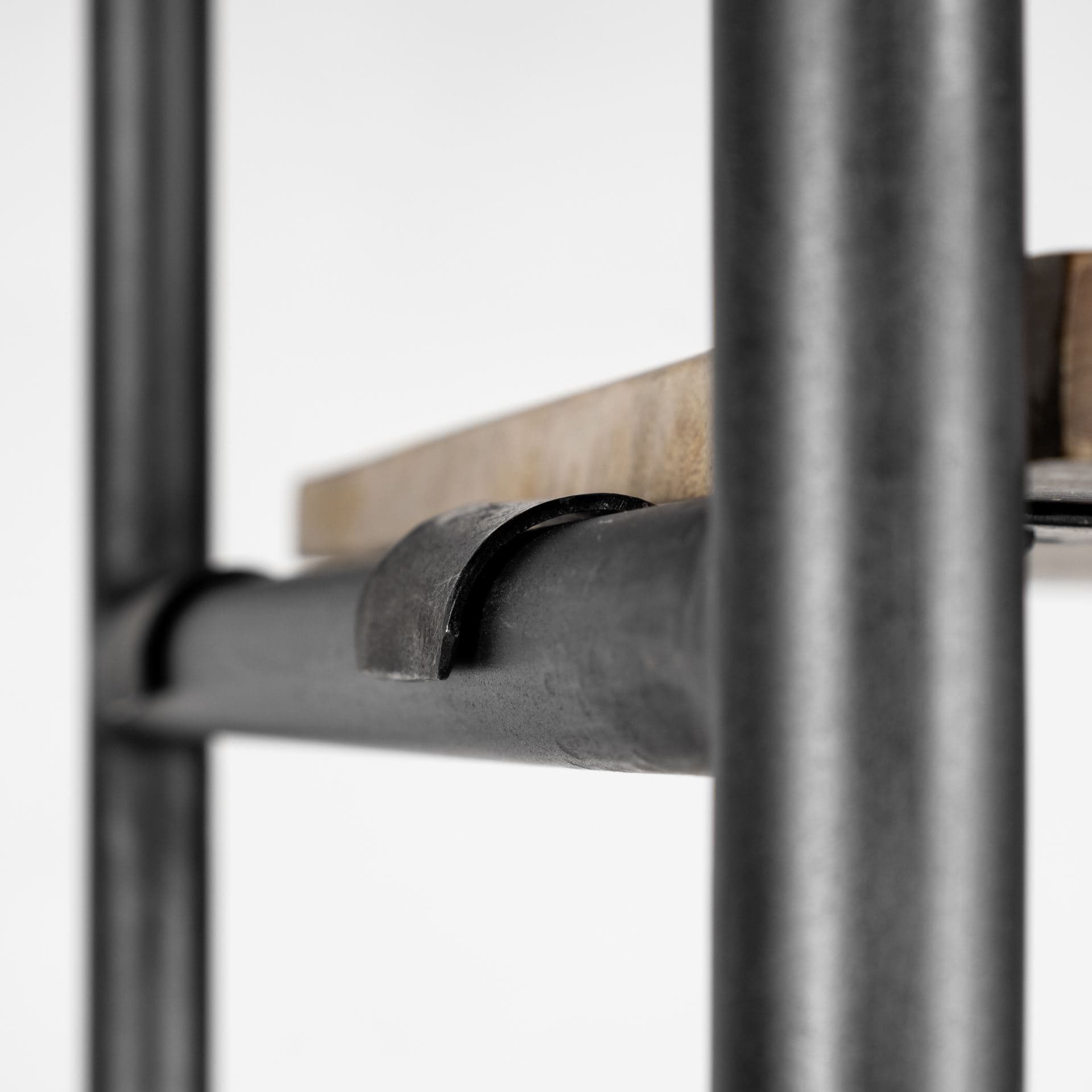 Darius 82L x 16.5W x 90H Medium Brown Wood and Metal Multi-Shelf Shelving Unit — product photograph