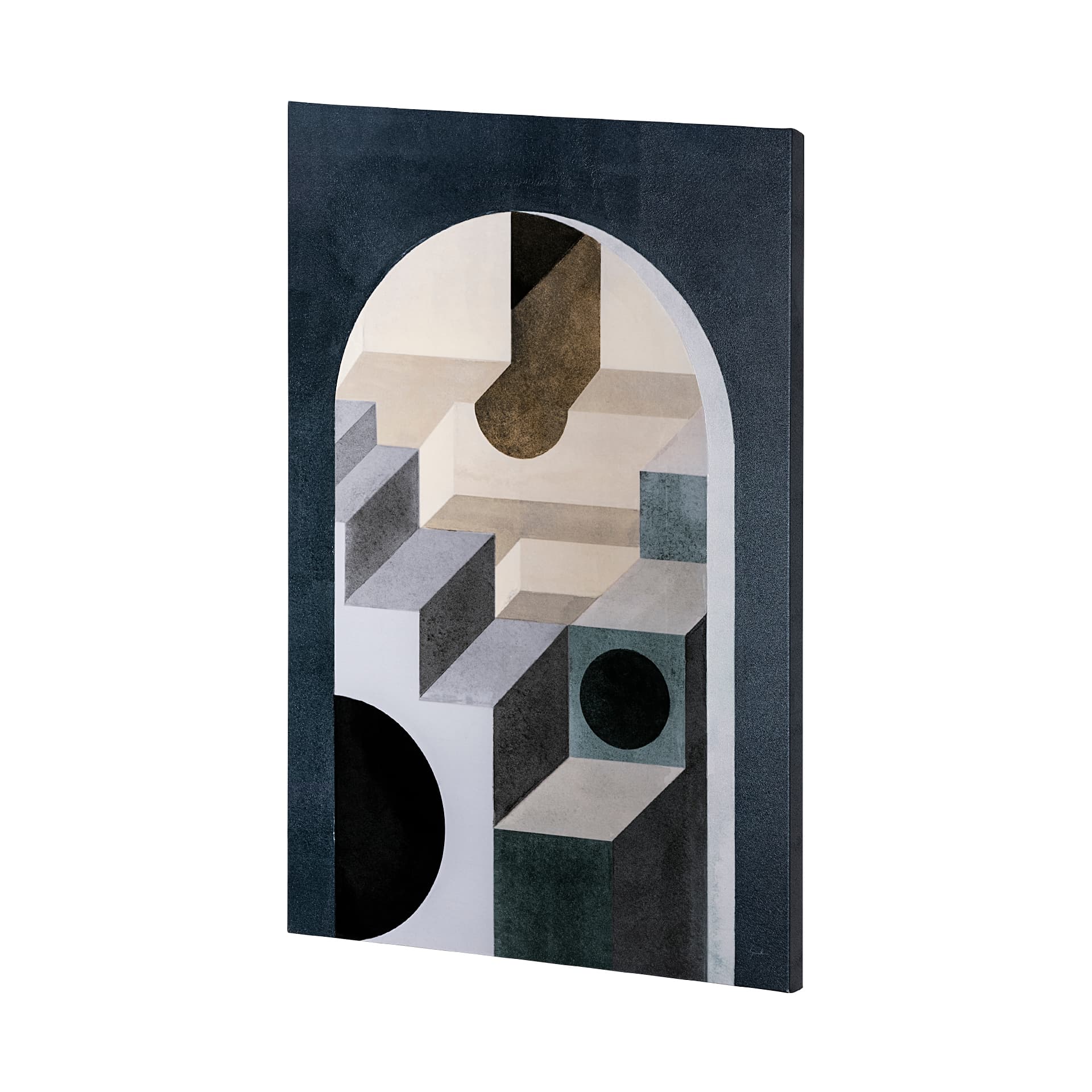 Labyrinth II Tri Color by Mercana Studio a Hand Embellished Textured Canvas — product photograph