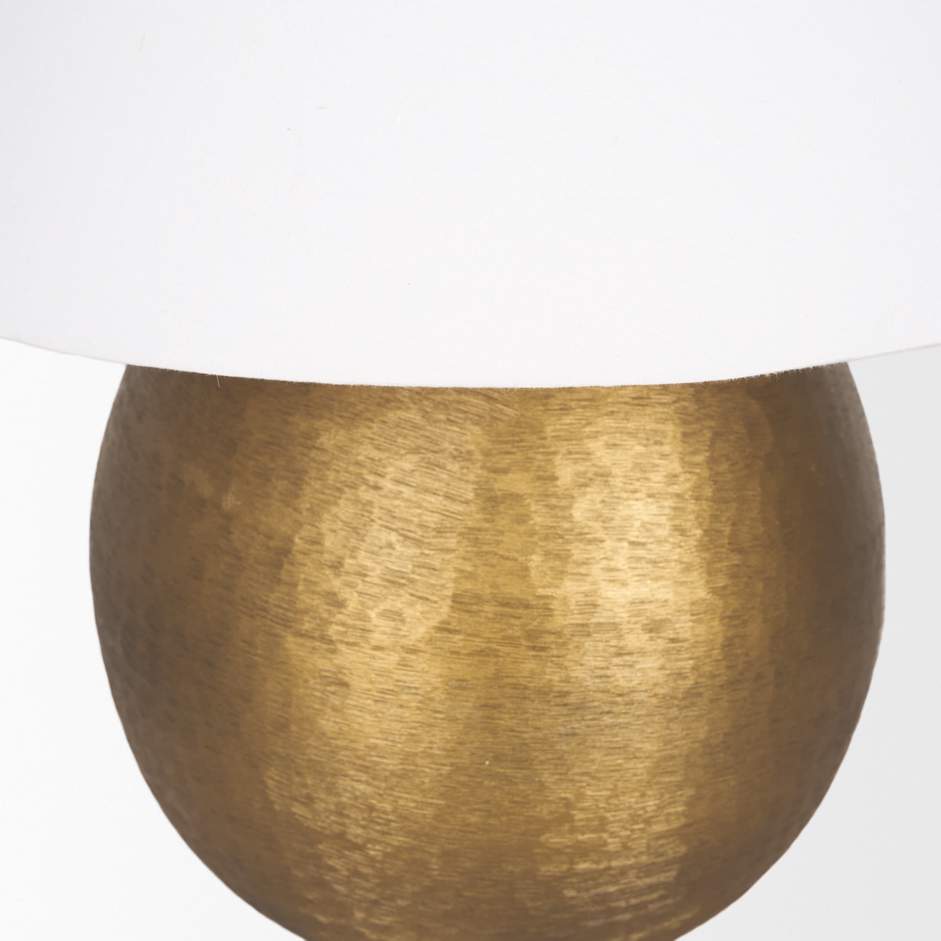 Sadiyah Antiqued Gold Brushed Metal w/ Cream Shade Table Lamp — product photograph