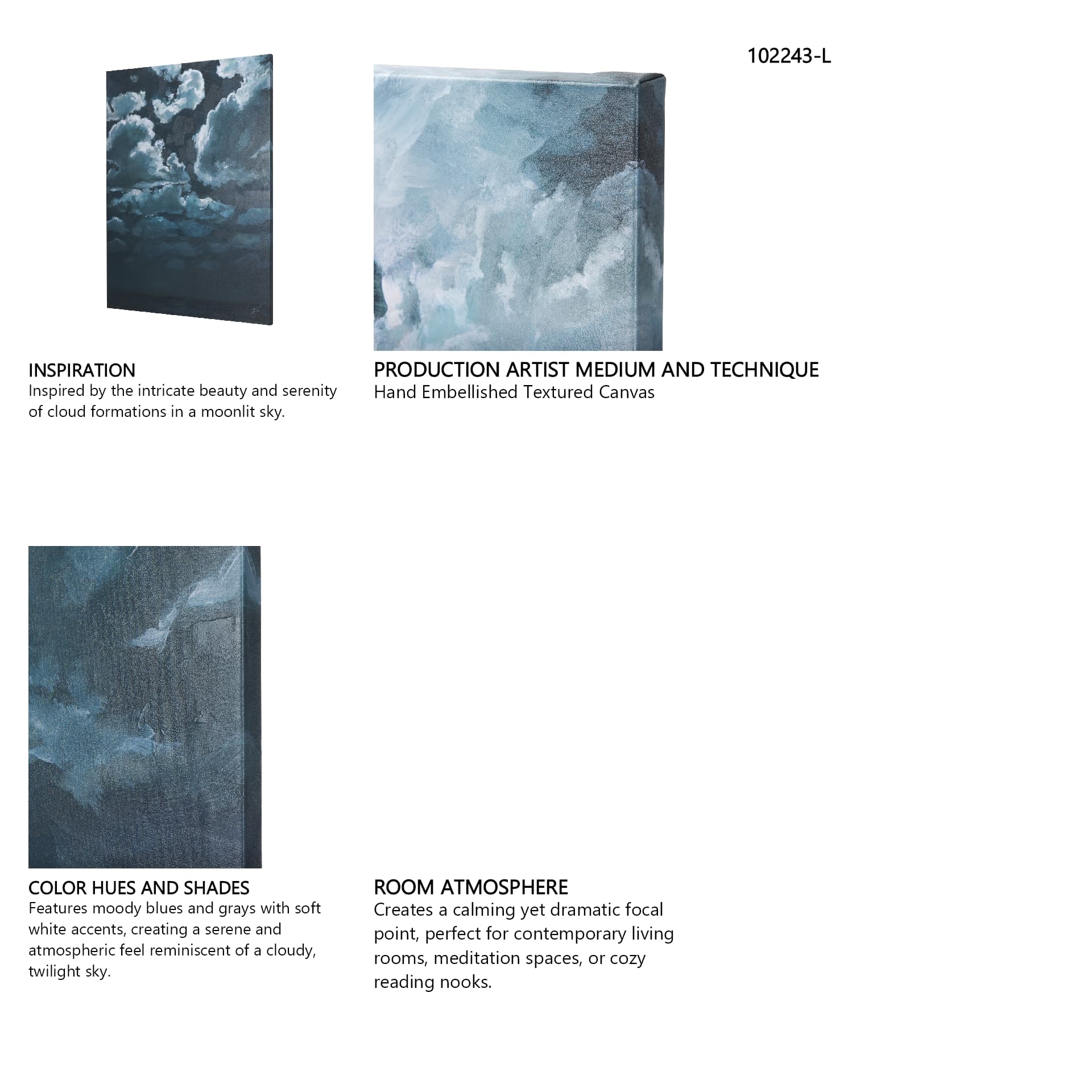 Night cloud II by Mercana Studio a Hand Embellished Textured Canvas — in a styled room