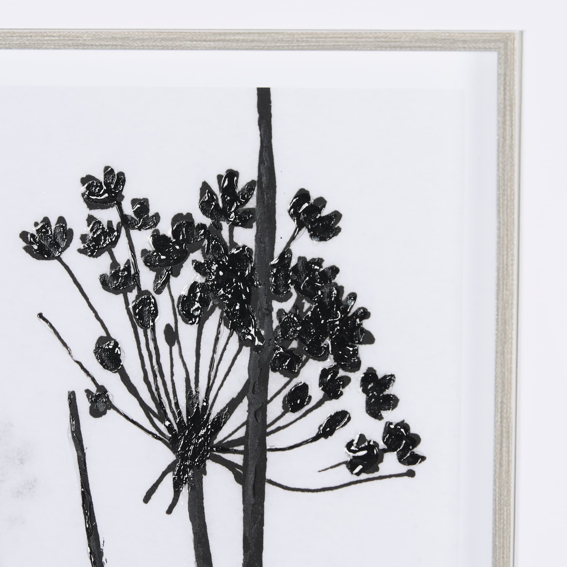 Floral Silhouette I by Mercana Studio Hand Embellished Textured Framed Art Print Matted under Glass — product photograph