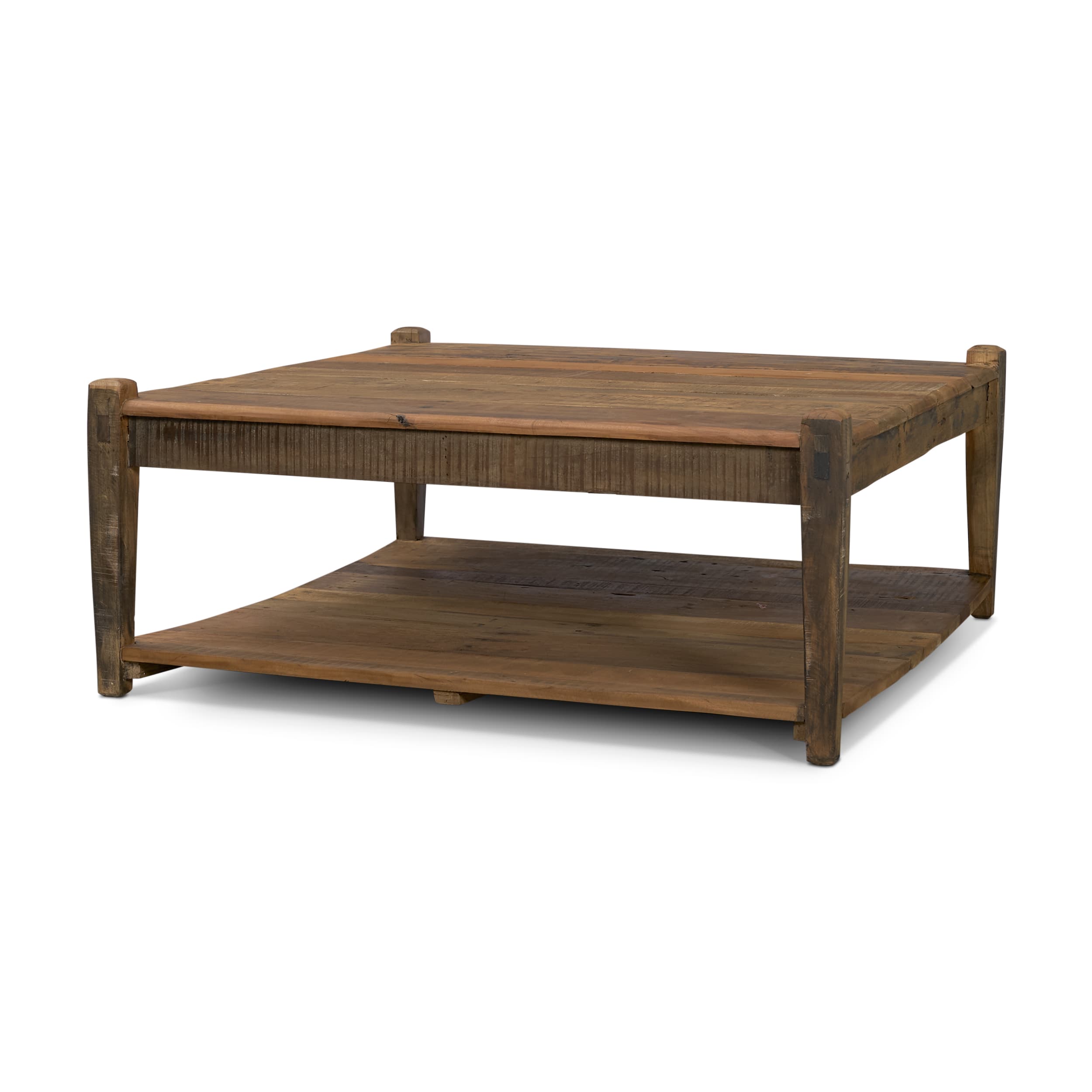 Ashwick Dark Brown Reclaimed Wood Square Coffee Table — product photograph