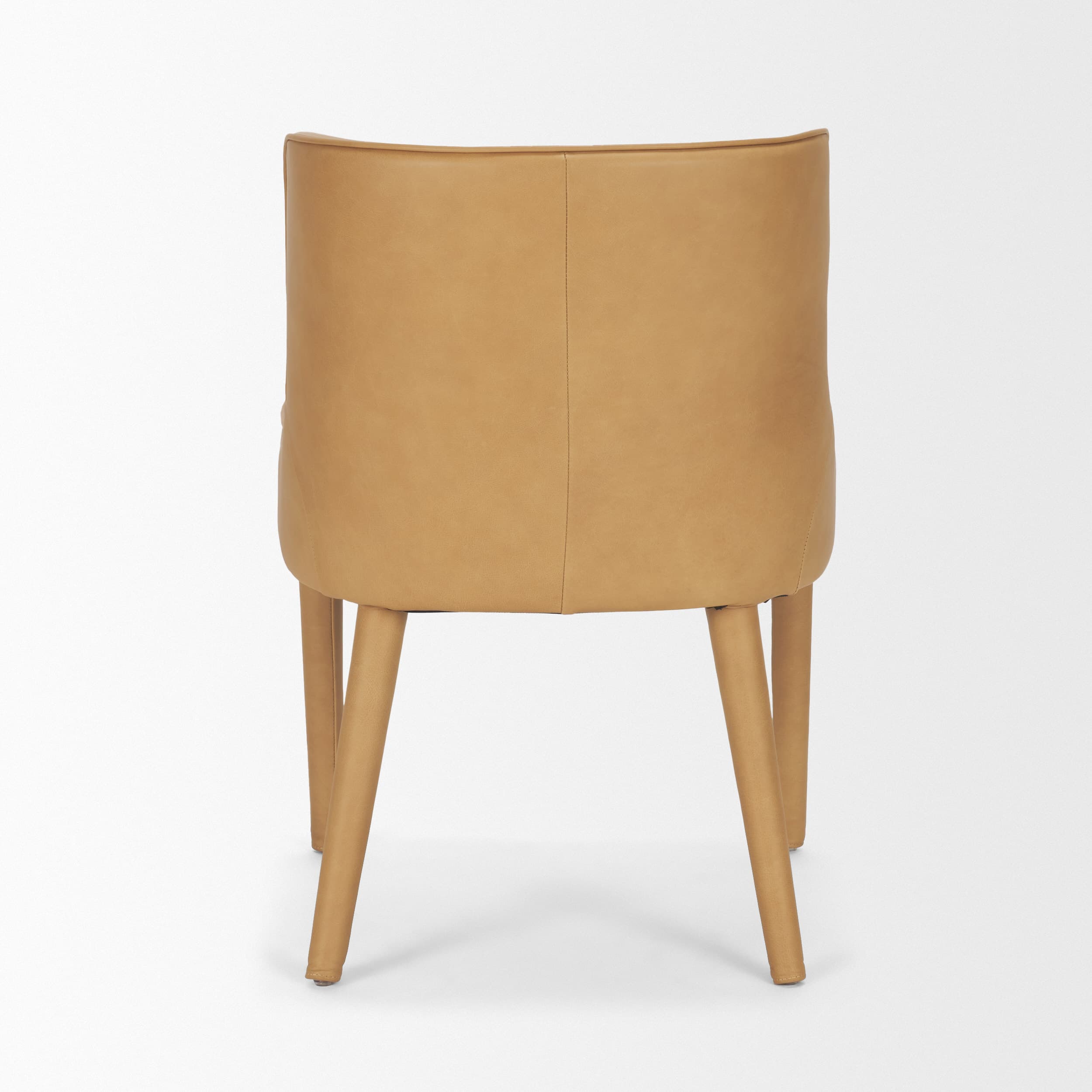 Nolan Wingback Dining Side Chair | Tan Leather w/ Tapered Wood — product photograph