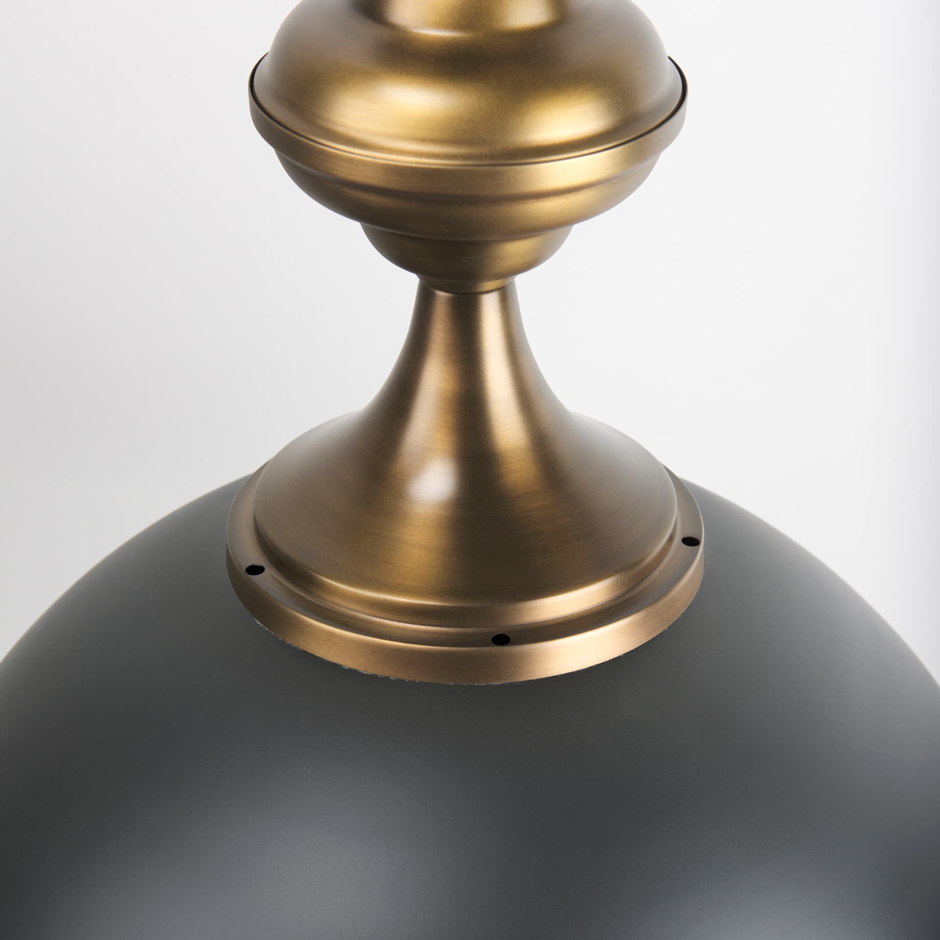 Willson 17.0L x 17.0W x 29.0H Black Iron W/Antique Brass Dome Pendant Light — product photograph