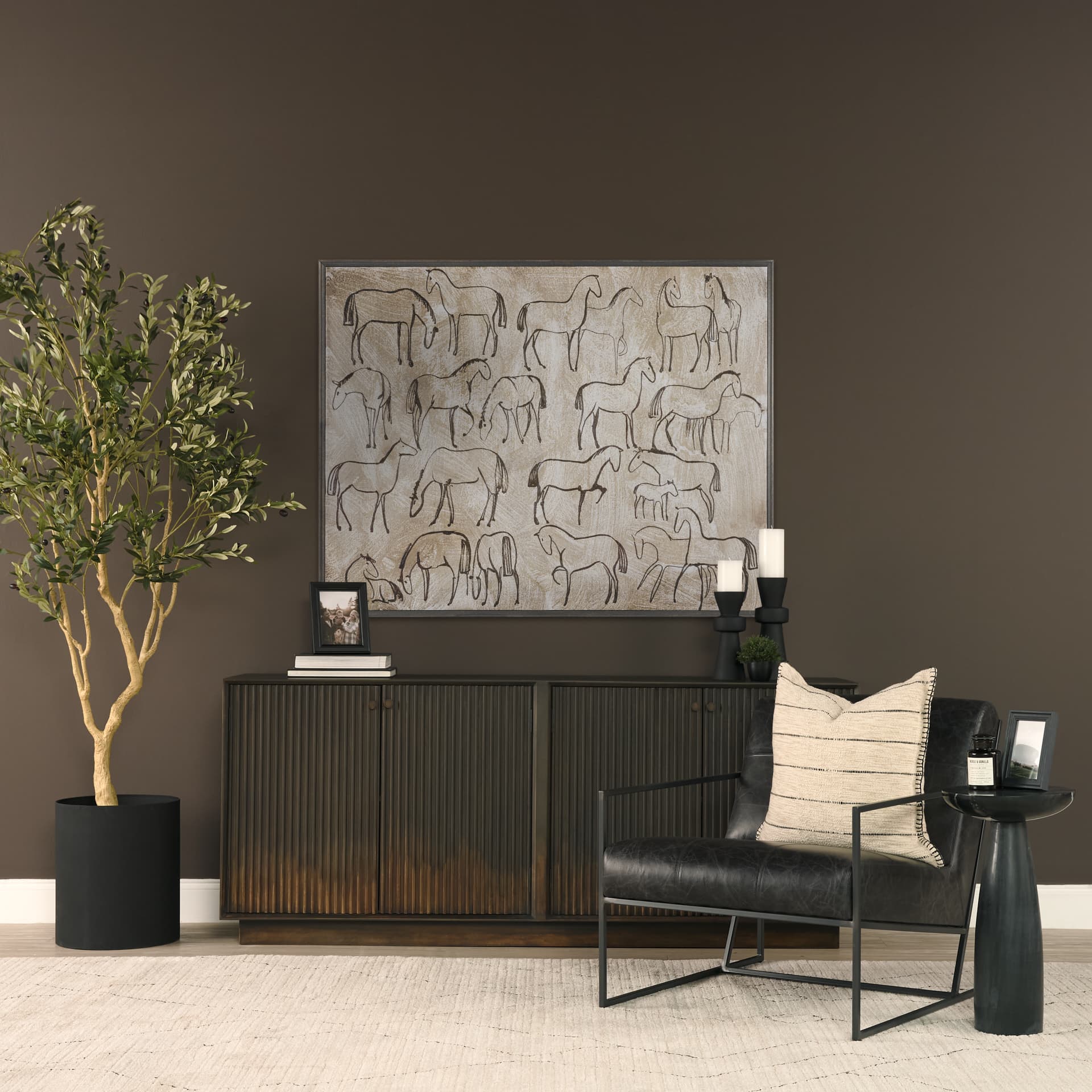 Buckskin by Mercana Studio Hand-Embellished Textured Framed Canvas Artwork — in a styled room
