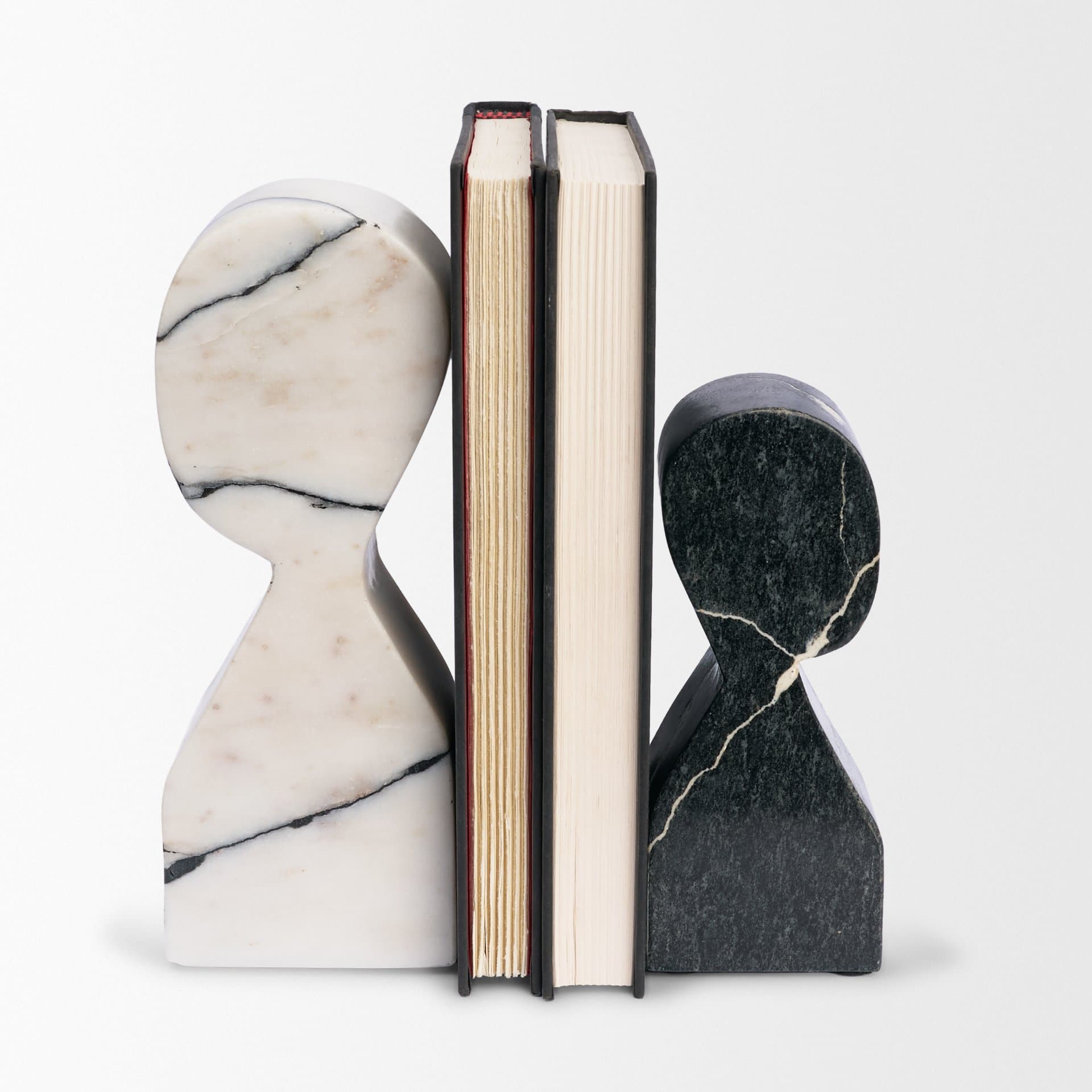 Shadow White & Black Marble Bookends — product photograph