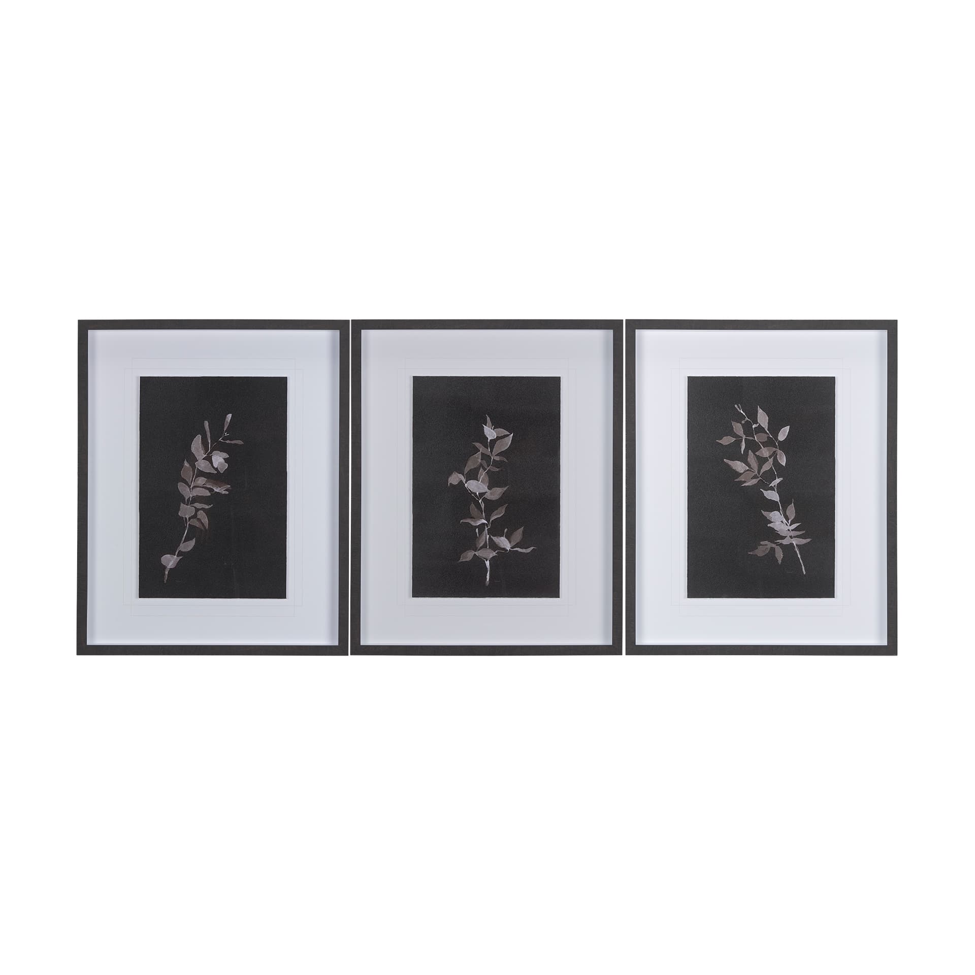 Night Leaves III by Mercana Studio a Hand Embellished Textured Framed Art Print Matted under Glass — product photograph