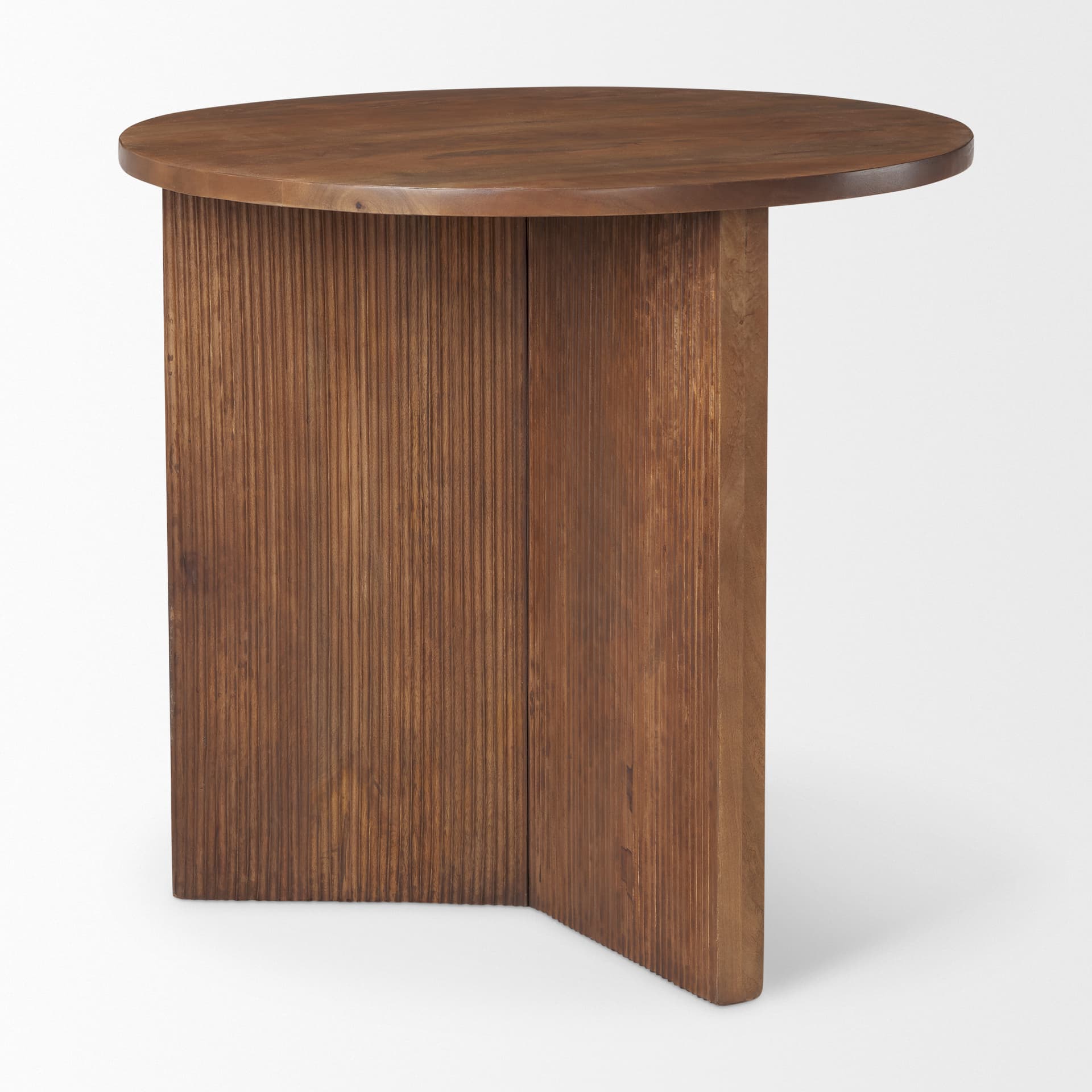 Enzo 32" Round Tabletop w/ Fluted Wood Base Foyer Accent Table — product photograph