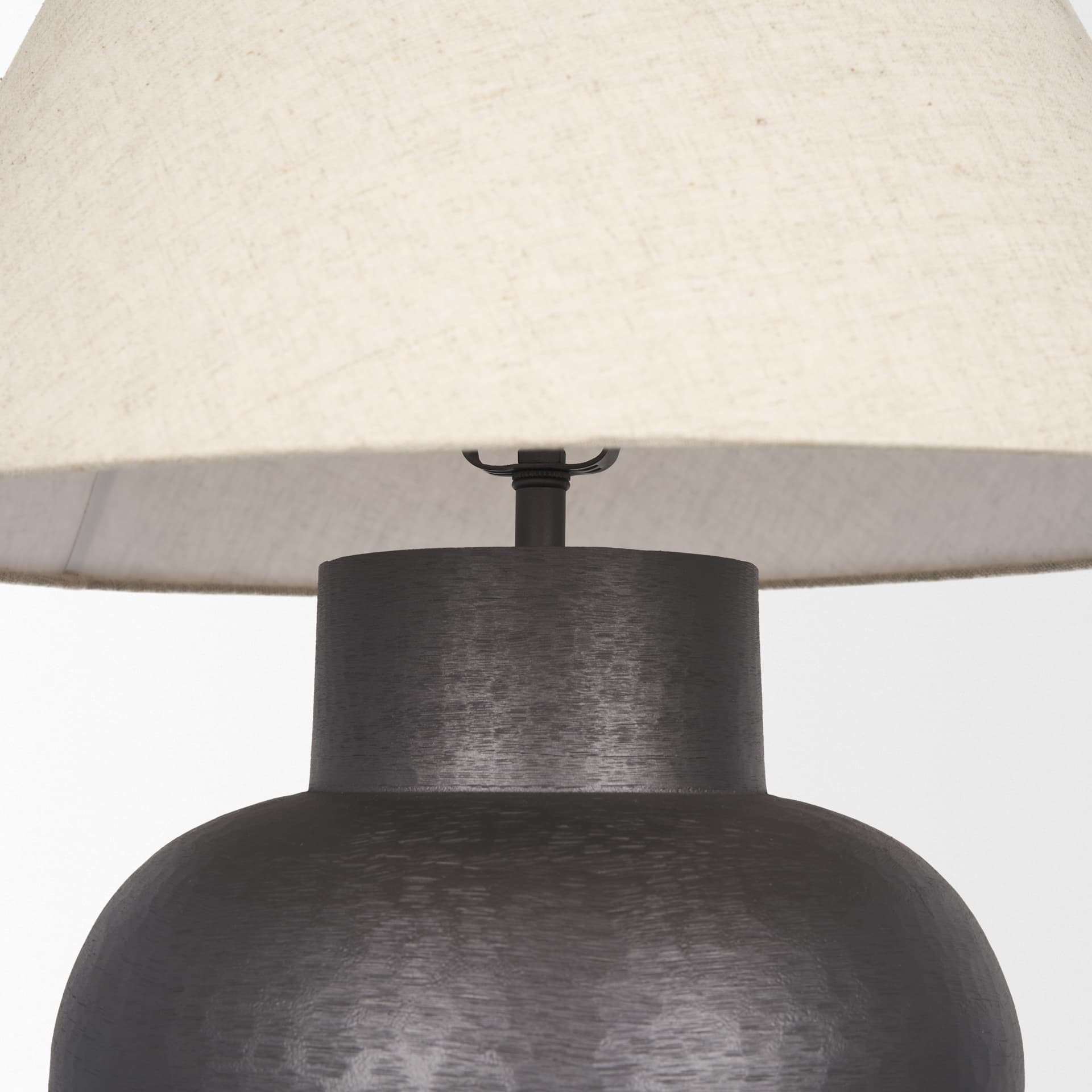 Salaah Black Brushed Metal w/ Beige Shade Table Lamp — product photograph